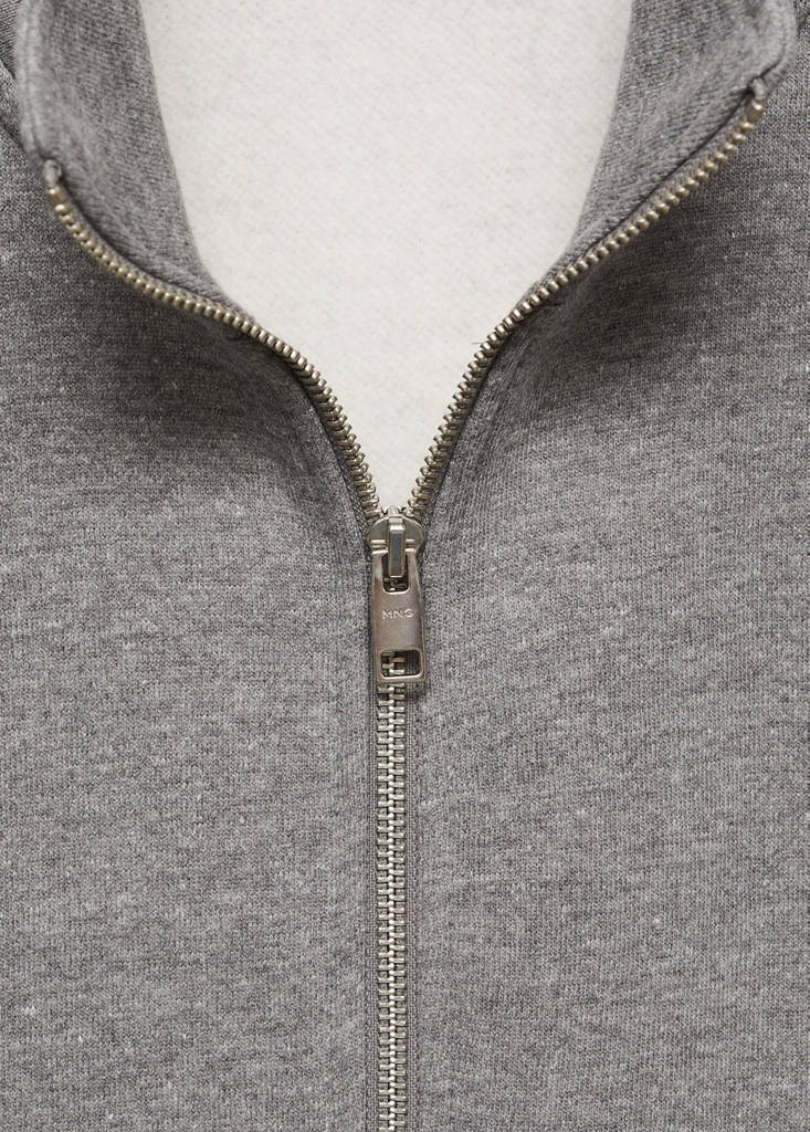 Cotton sweatshirt with zip neck - thumbnail 7