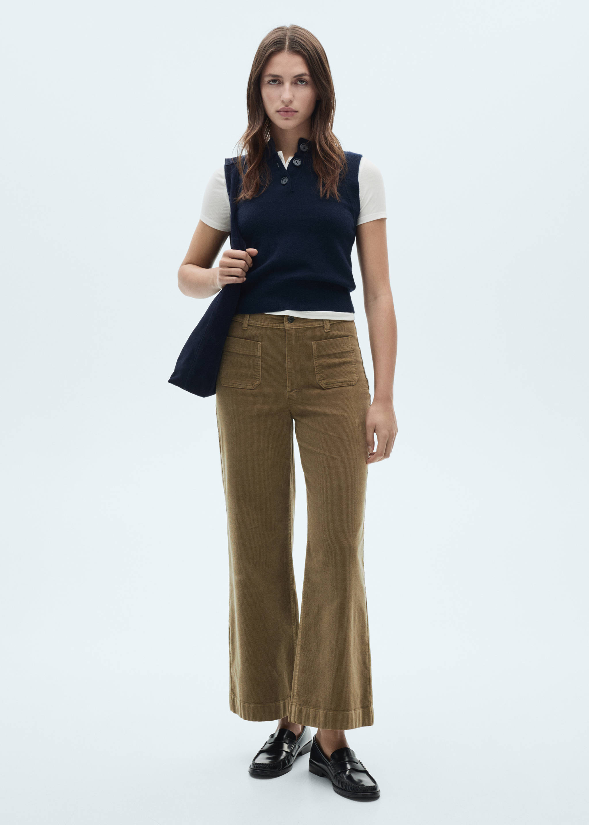 Pantalon Catherin style jupe-culotte velours côtelé - Plan général