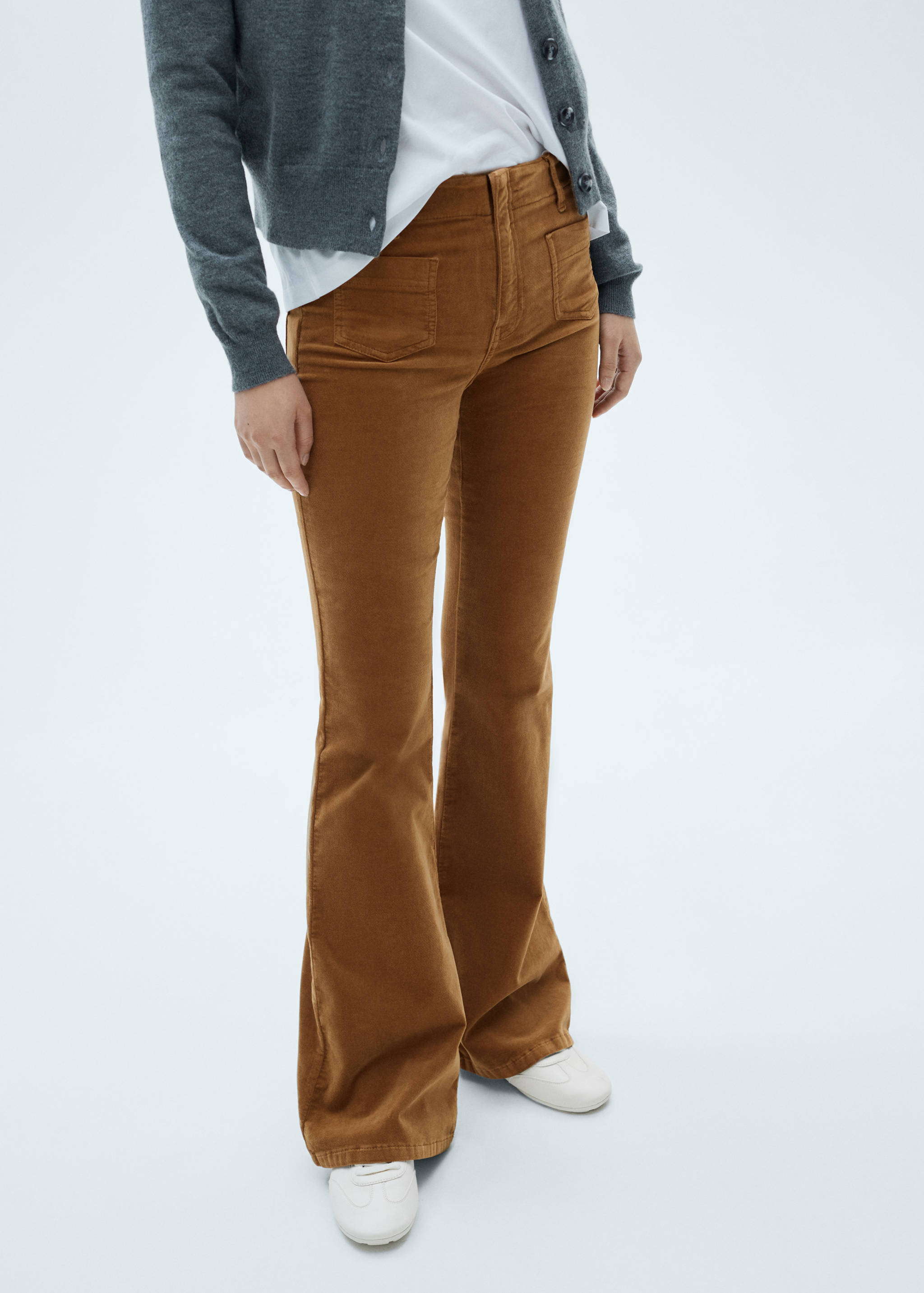 Flared corduroy jeans with pockets - Medium plane