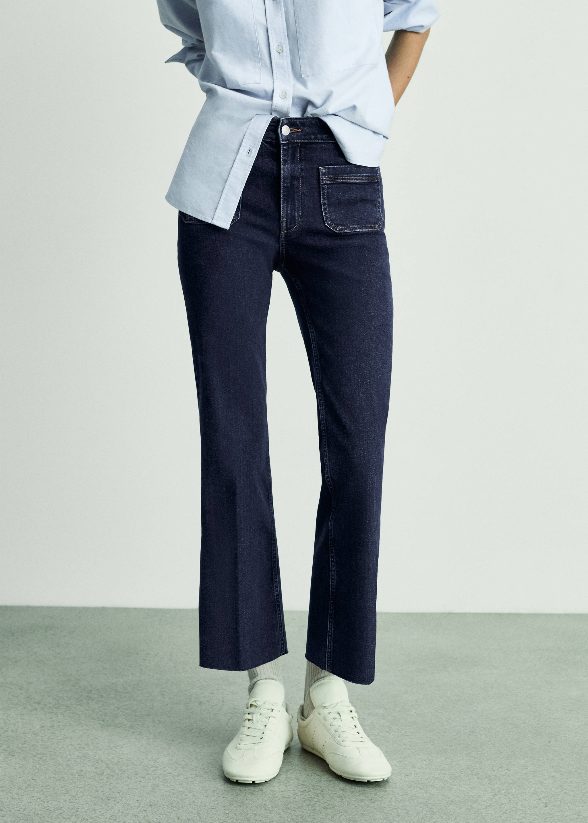 Flared cropped jeans with pockets - Medium plane