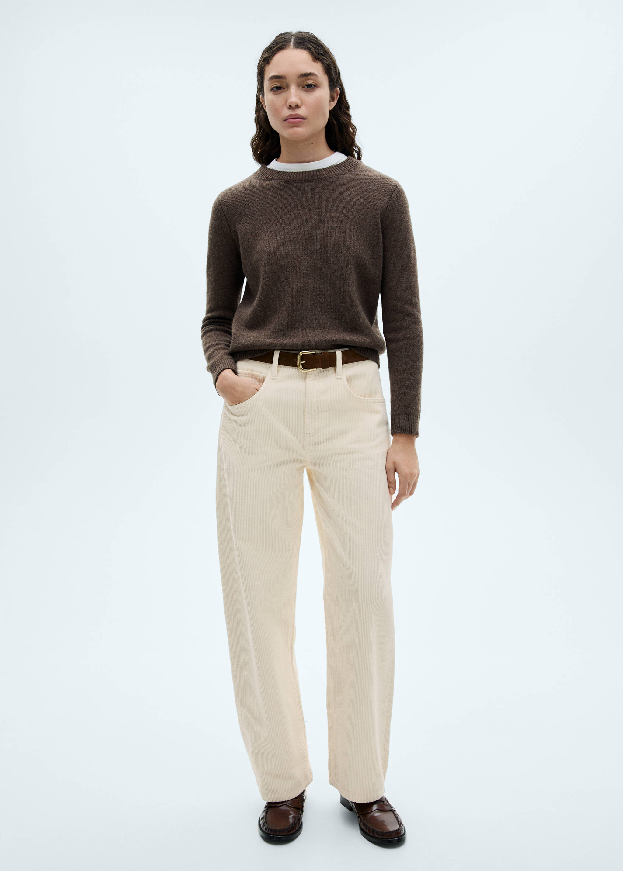 High-waisted corduroy balloon trousers - General plane