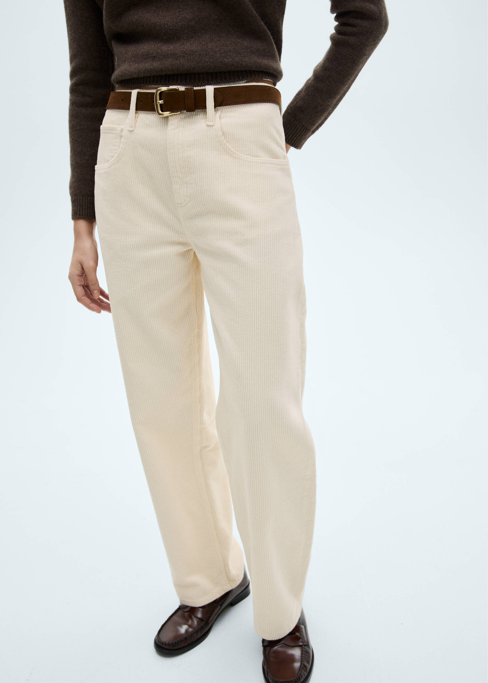 High-waisted corduroy balloon trousers - Medium plane