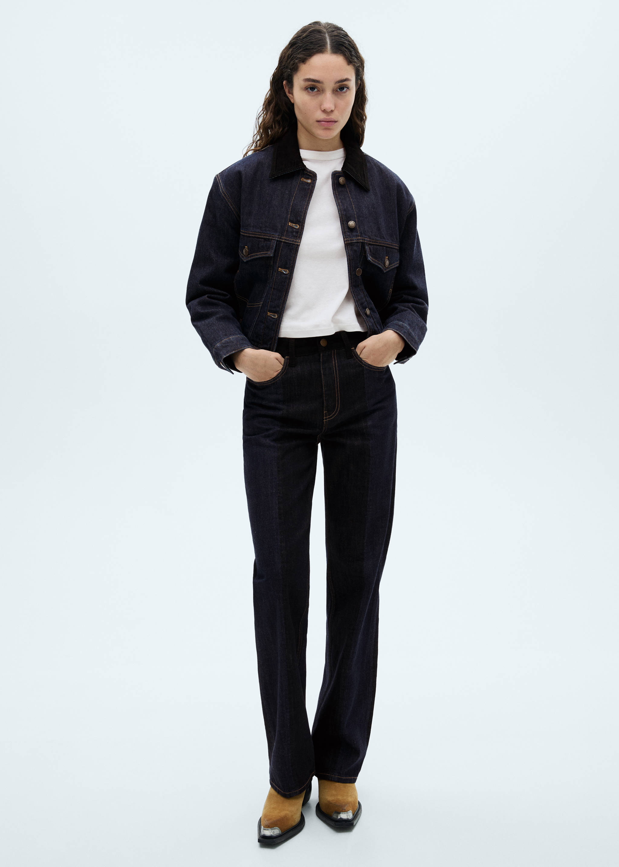 High waist straight jeans - General plane