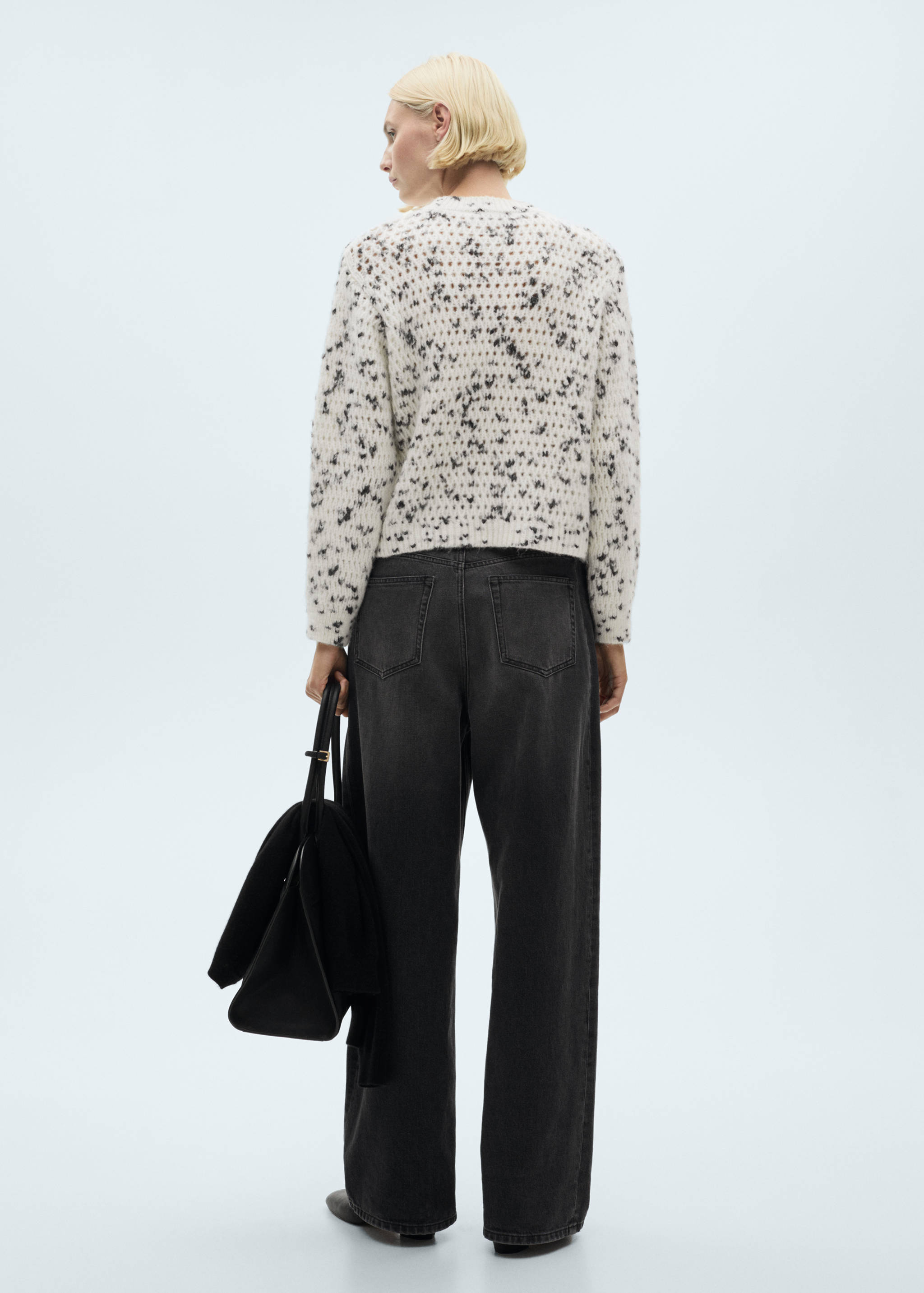 Melierter Lochstrickpullover - Rückseite des Artikels