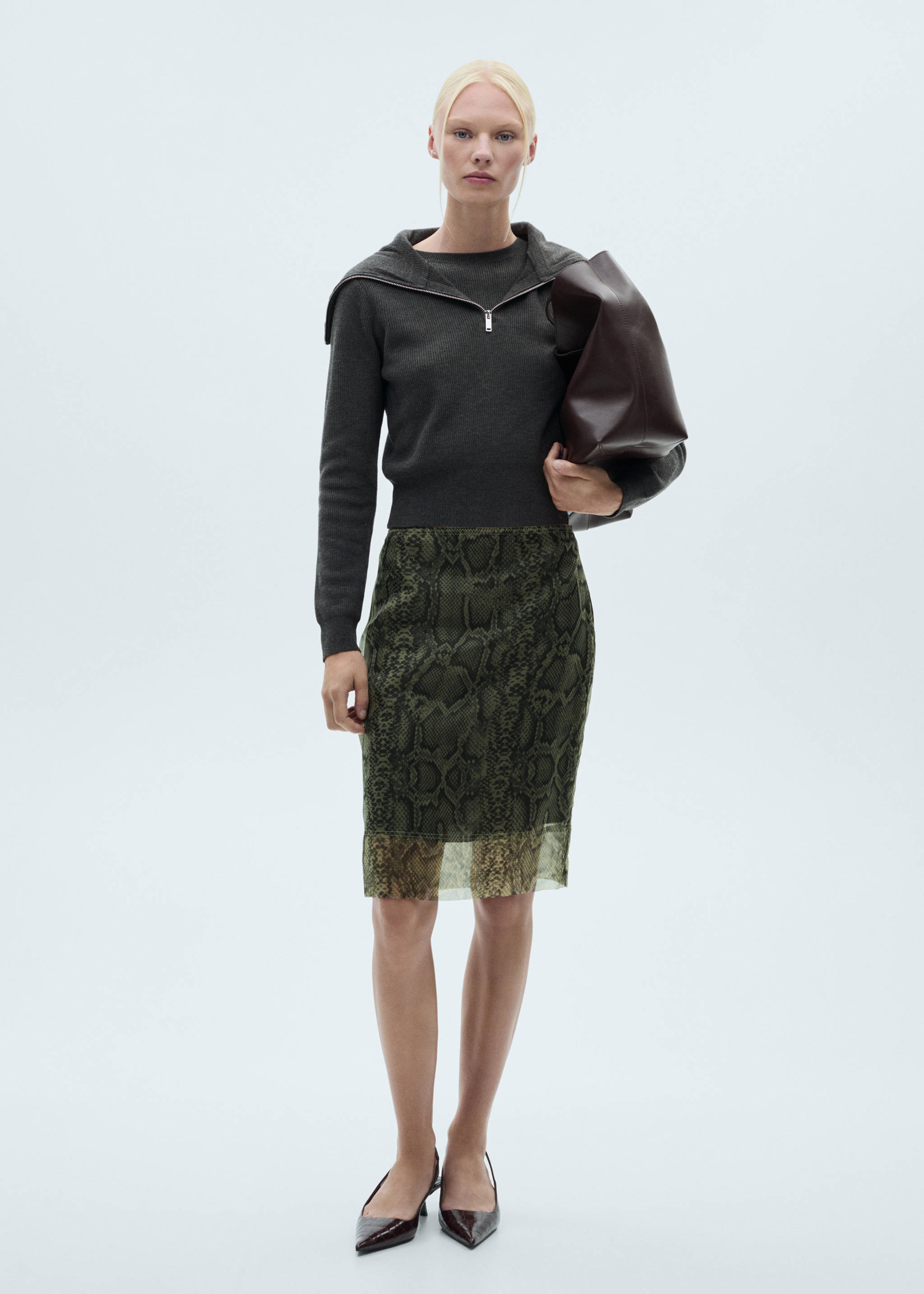 High neck sweater with zip - General plane