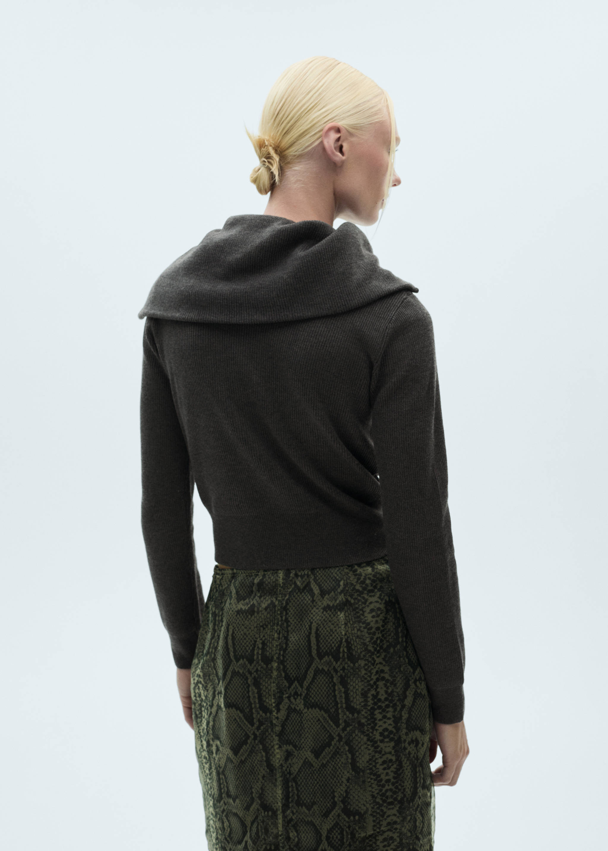 High neck sweater with zip - Reverse of the article