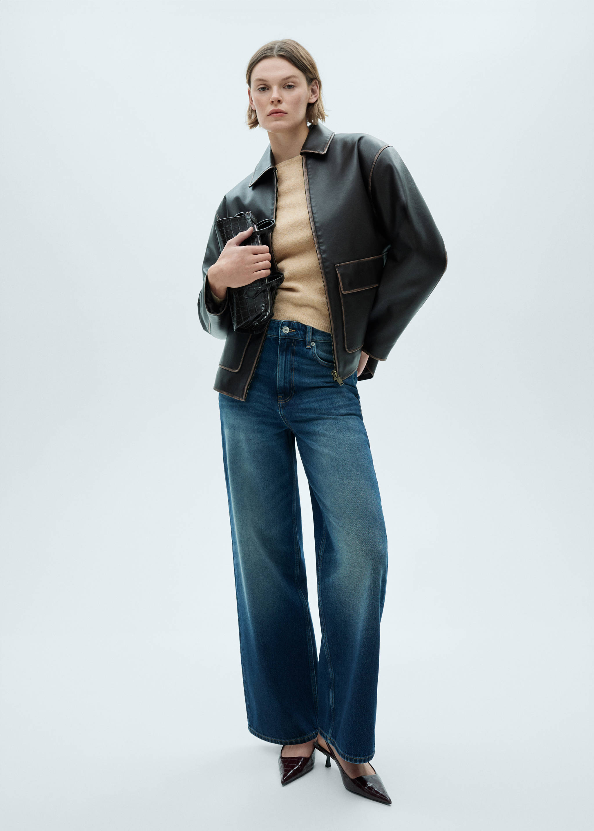 Kayık yaka ince triko kazak - Genel plan