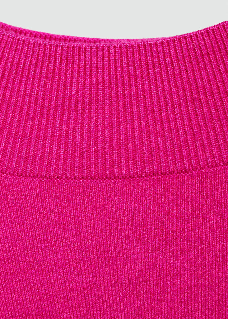 Knitted sweater with perkins neck — Fuchsia