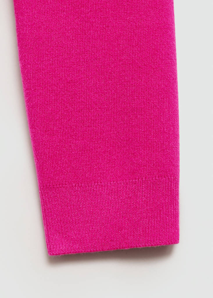 Knitted sweater with perkins neck — Fuchsia