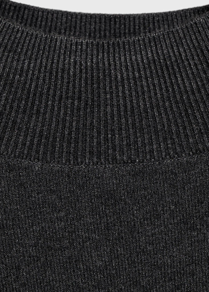 Knitted sweater with perkins neck — Medium Heather Grey