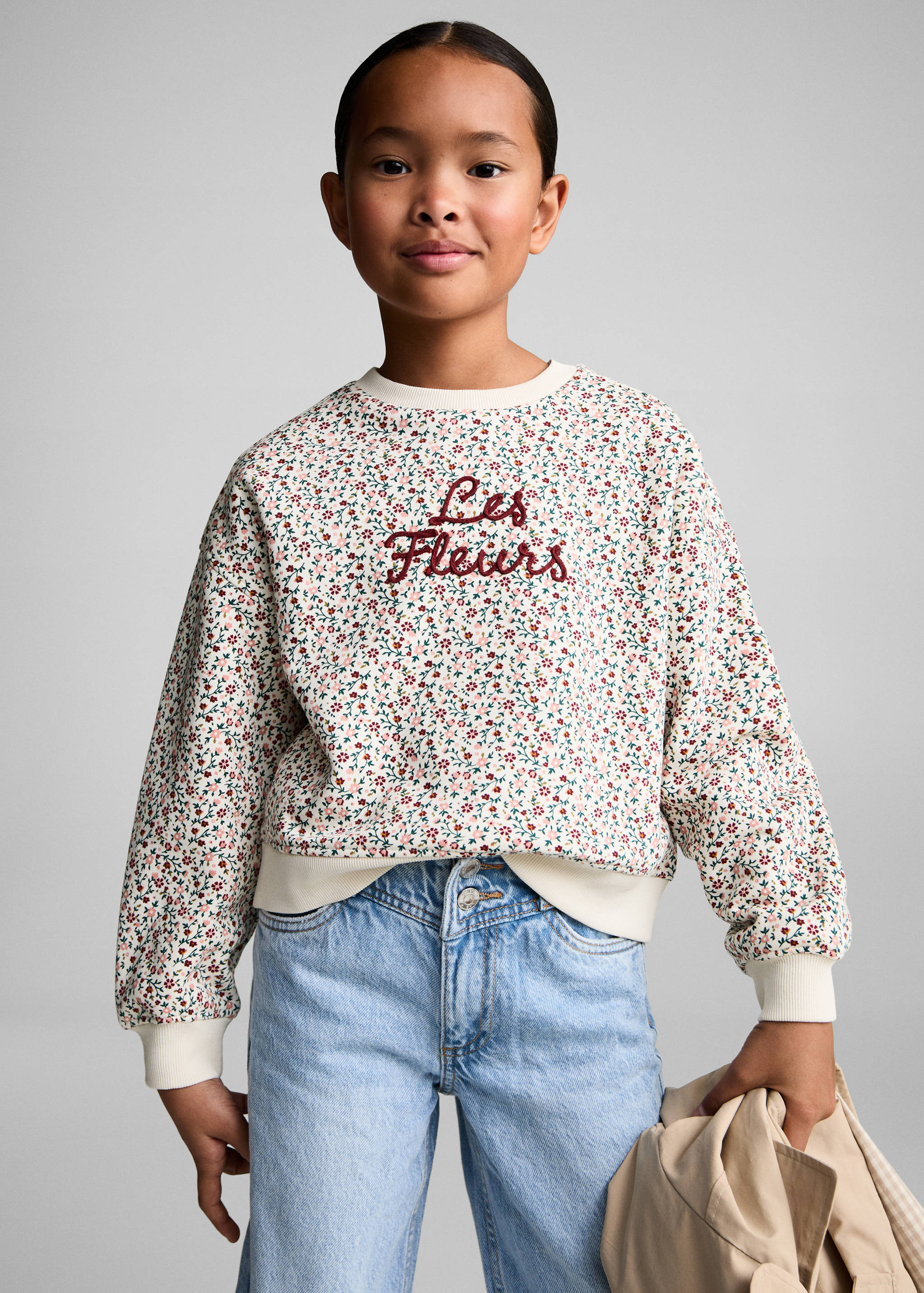 Sweat-shirt imprimé à fleurs - Plan moyen
