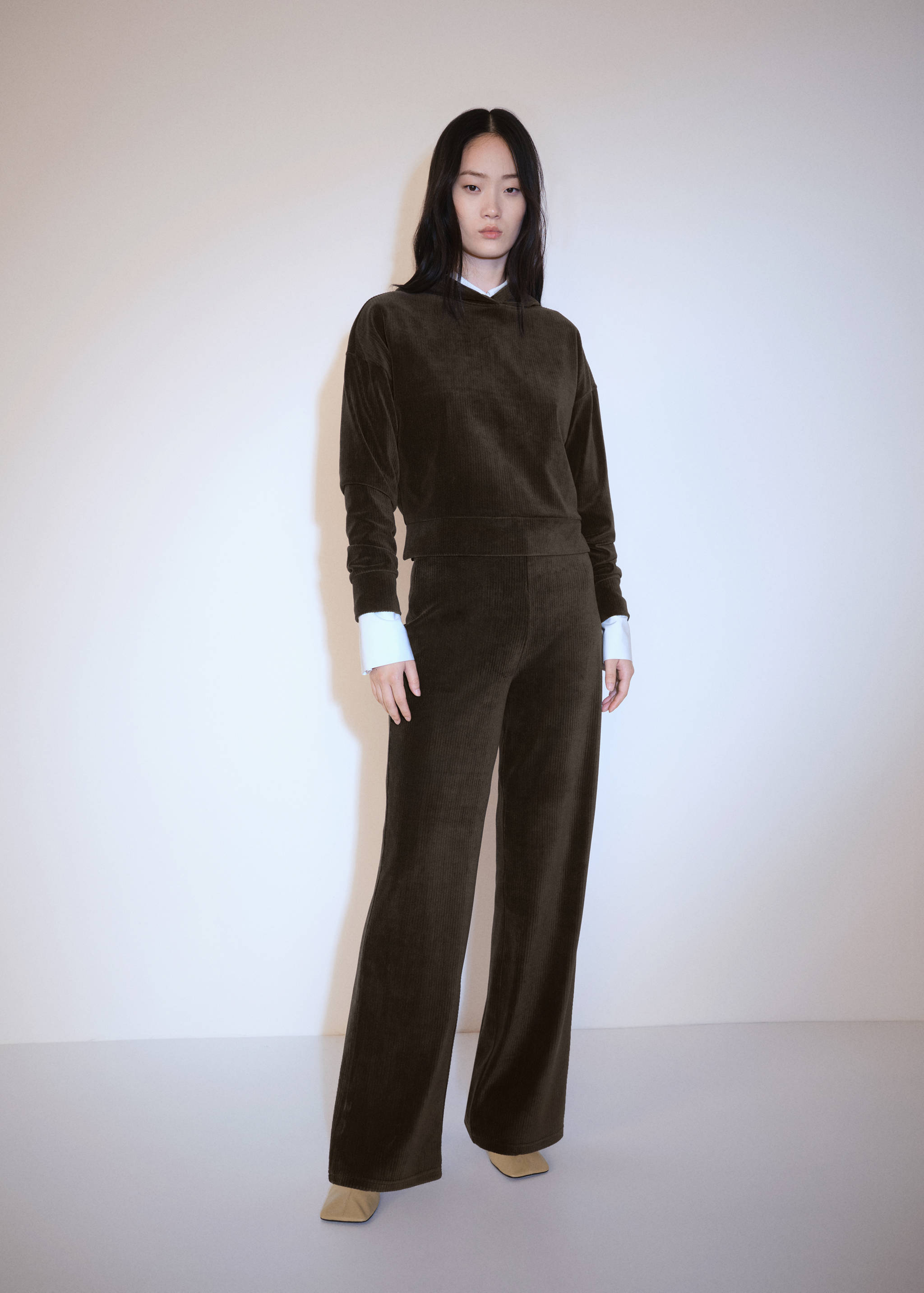 Sweat-shirt capuche velours côtelé - Plan général