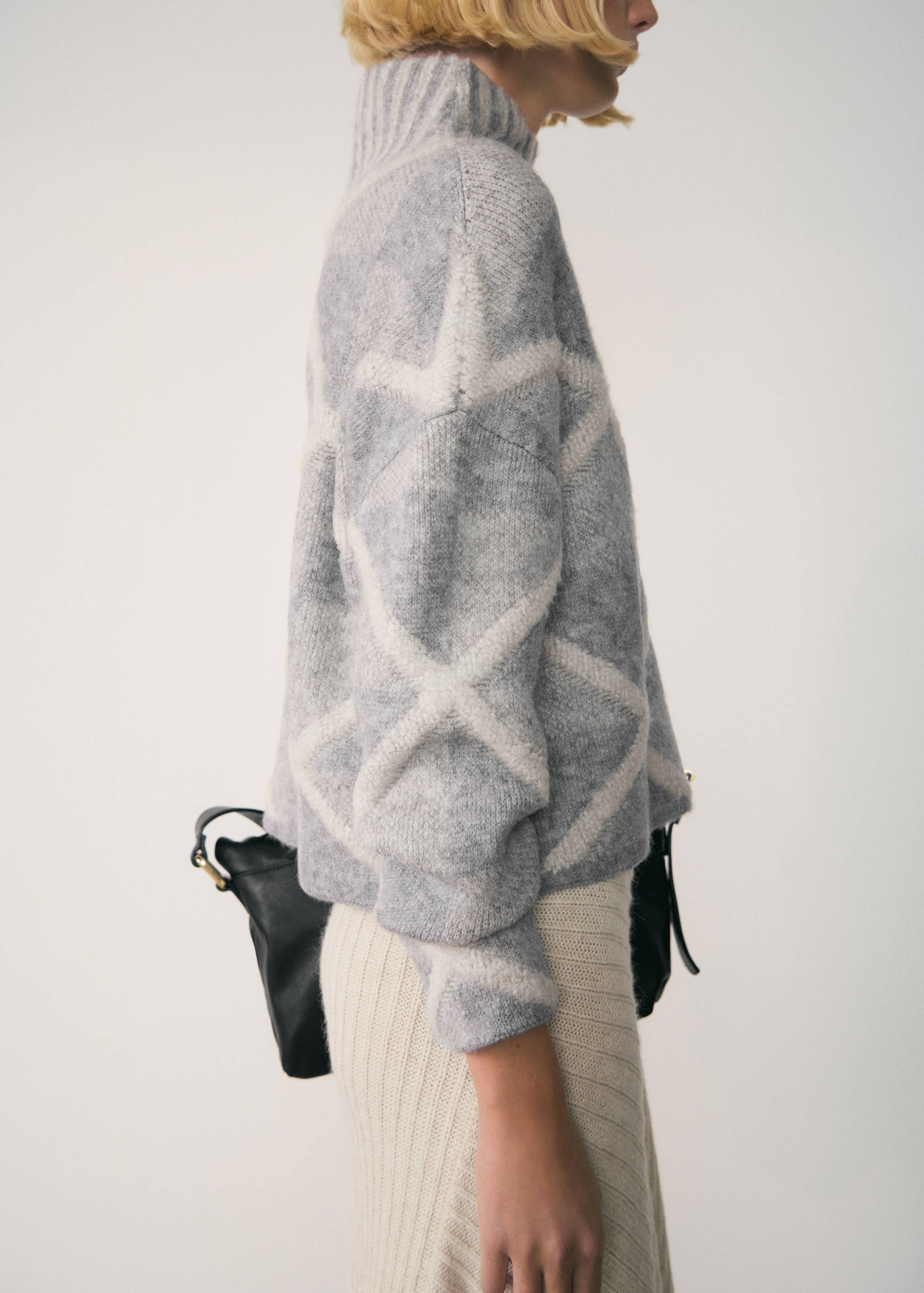 Turtleneck rhombus sweater - Medium plane