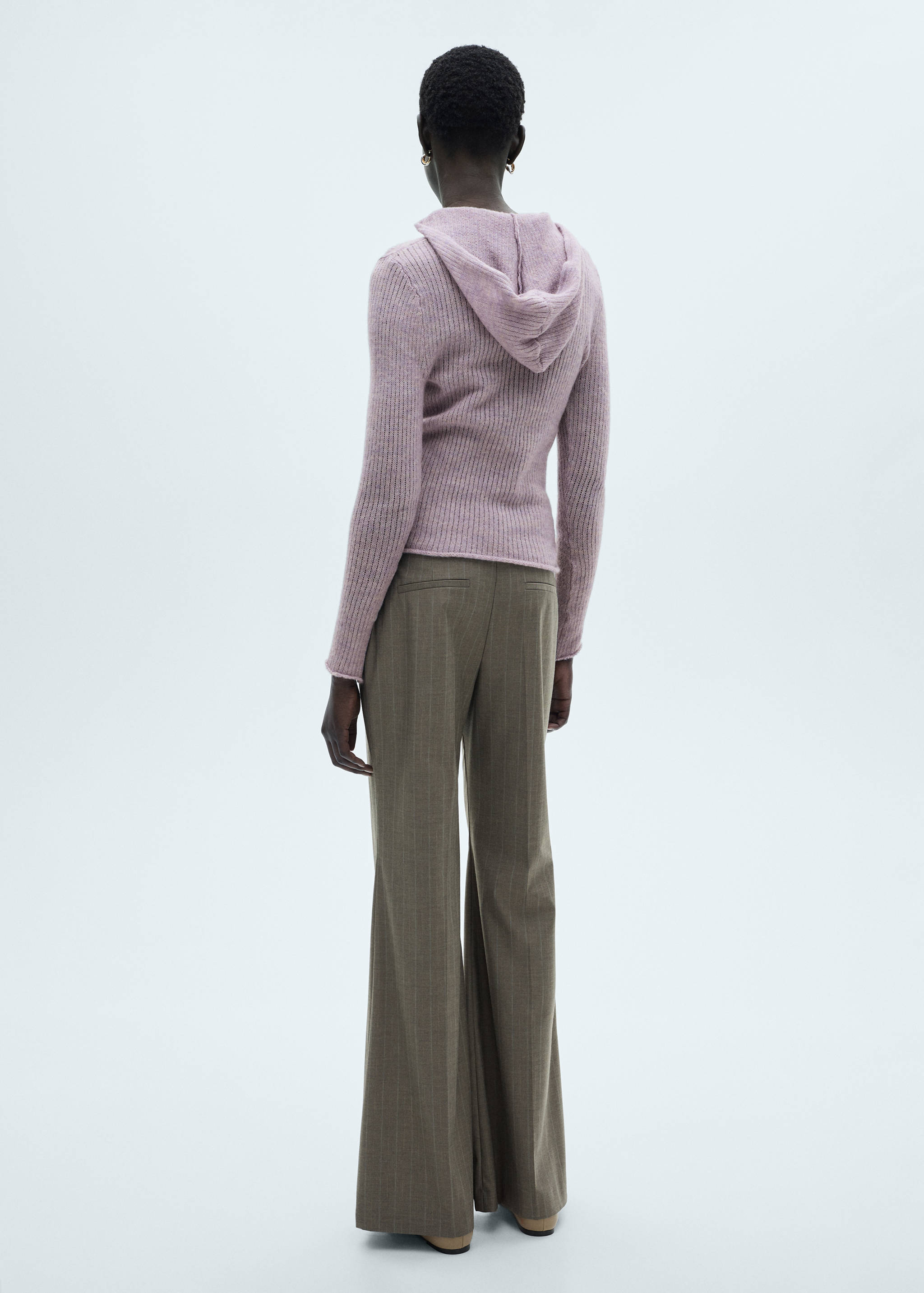 Pull-over maille côtelée capuche - Verso de l’article