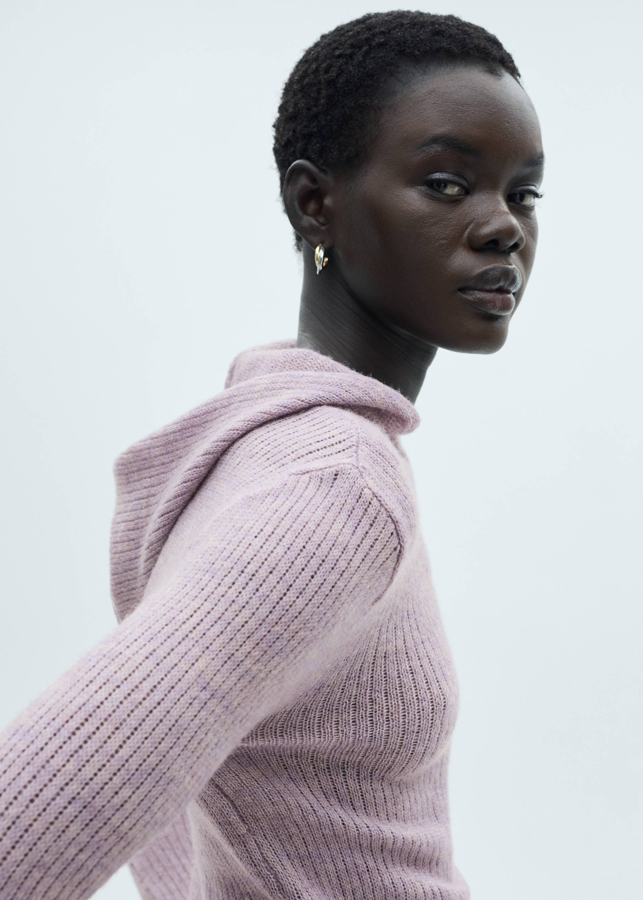 Pull-over maille côtelée capuche - Détail de l'article 1