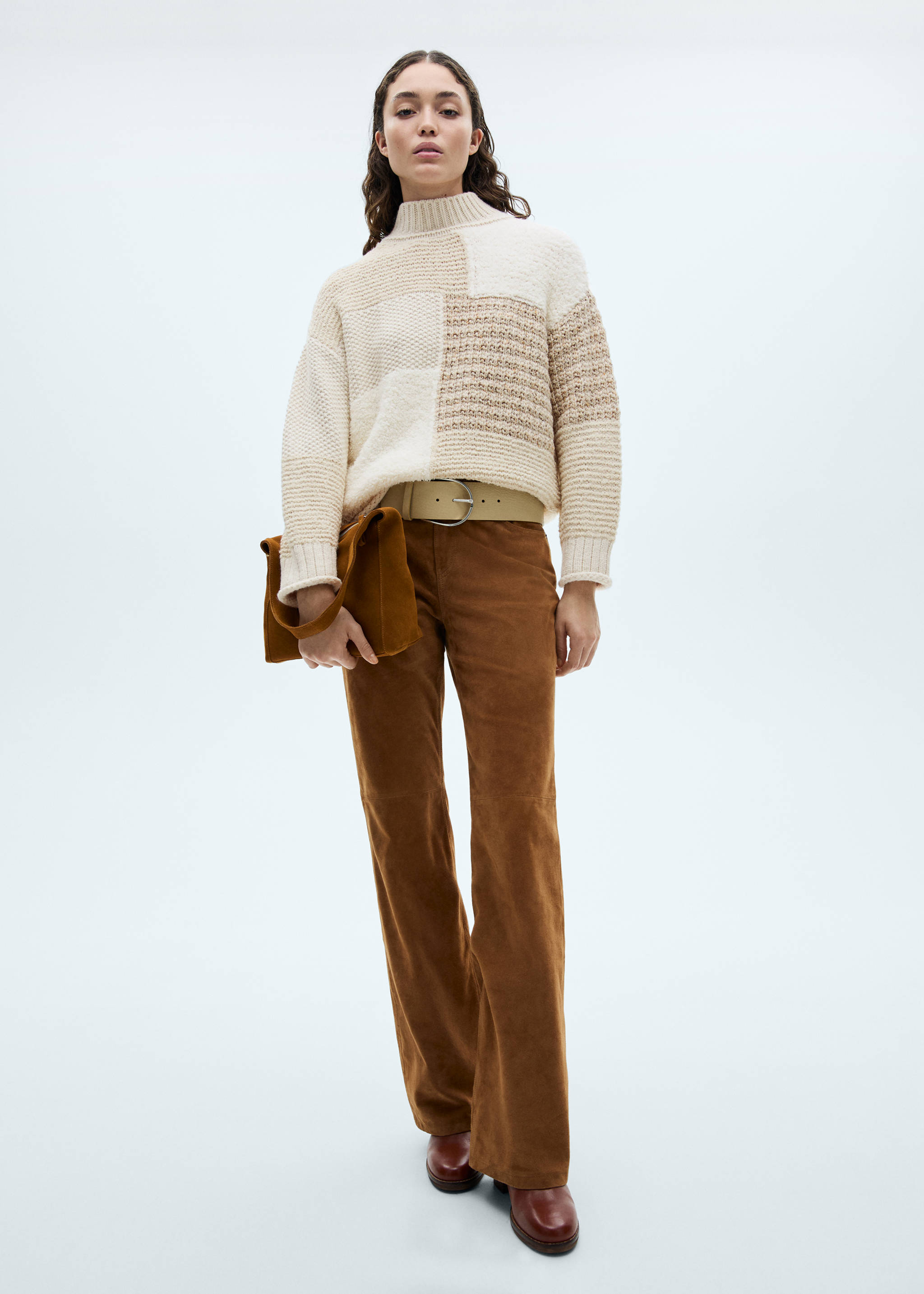 Patchwork sweater with perkins neck - General plane