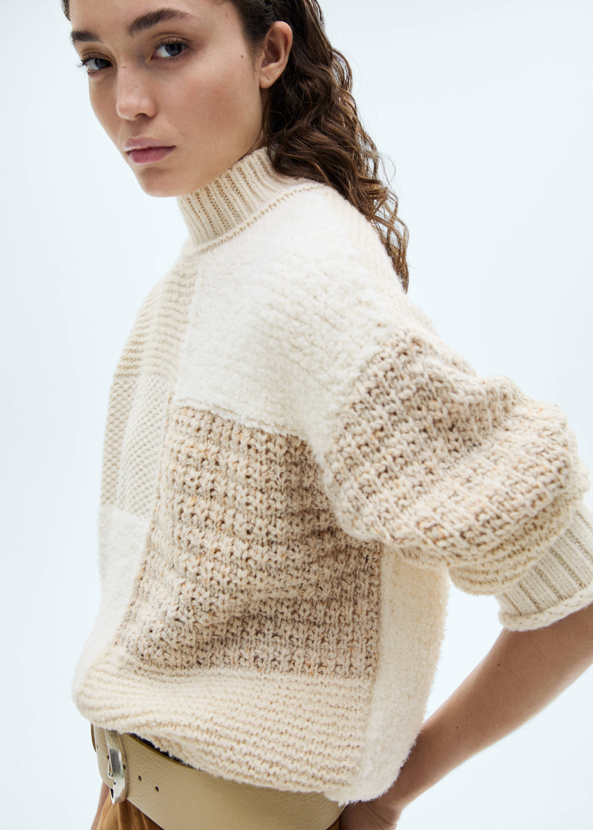 Patchwork sweater with perkins neck - Details of the article 2