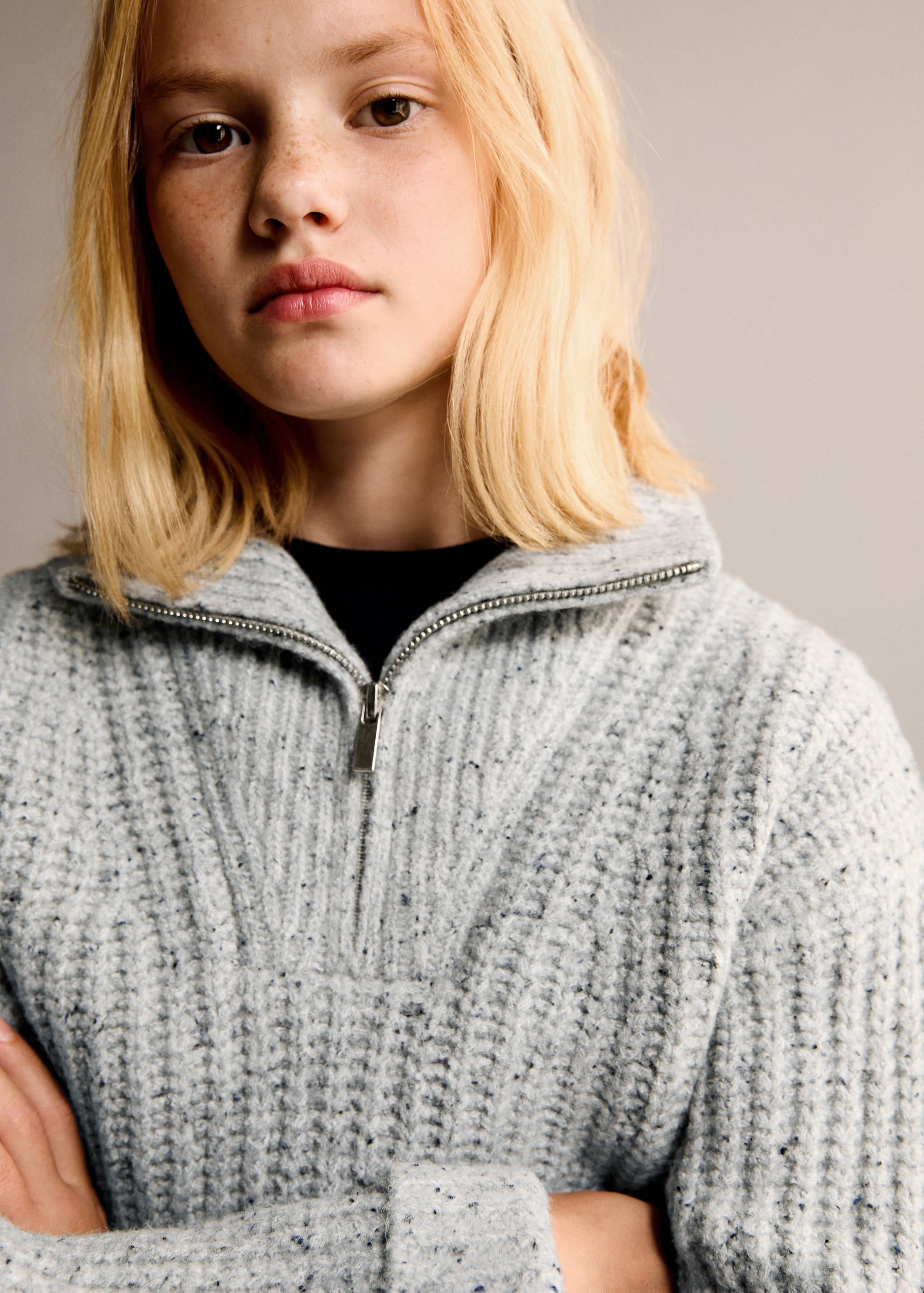 高领拉链毛衣 - null