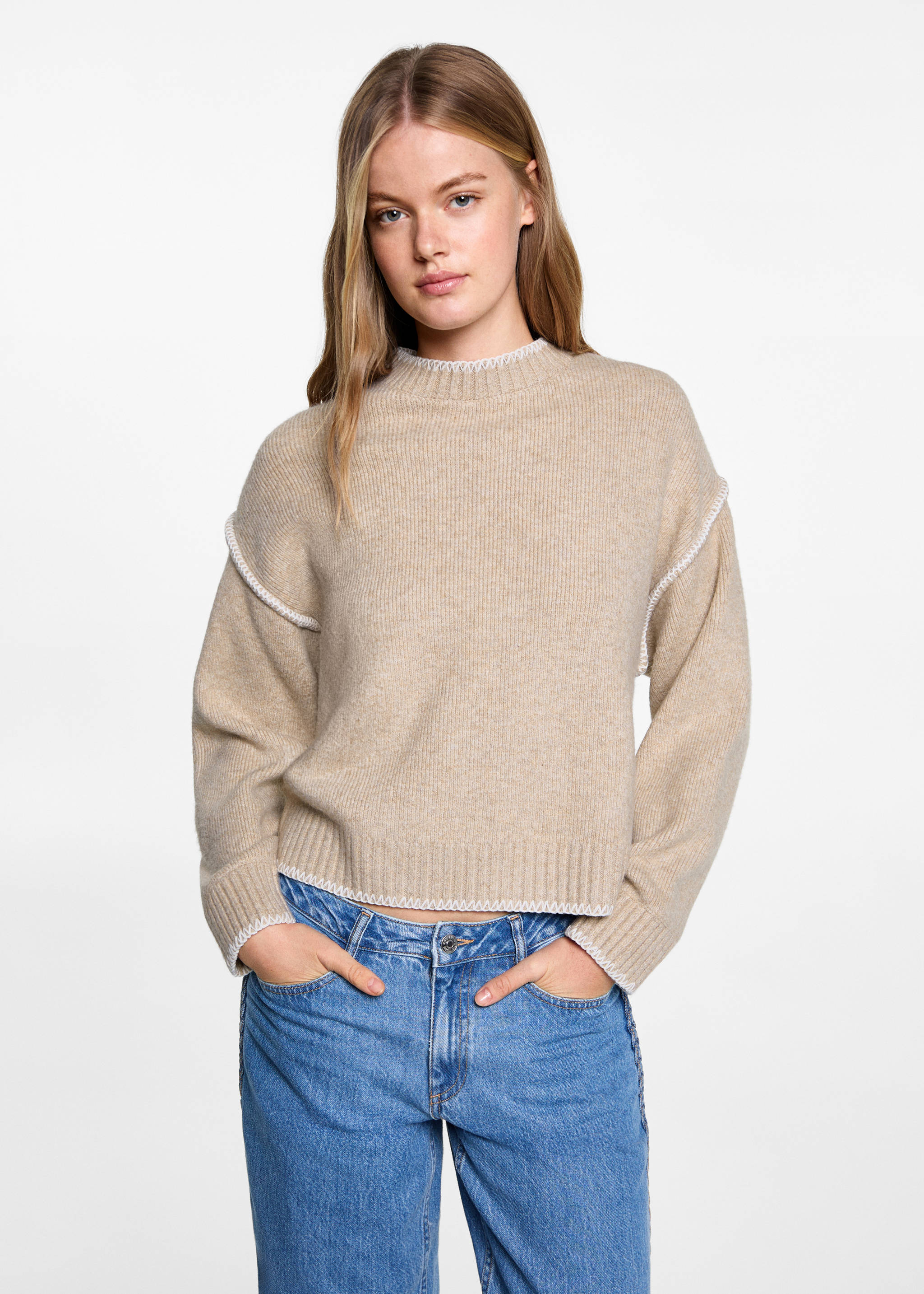 Sweater with decorative seam - Medium plane