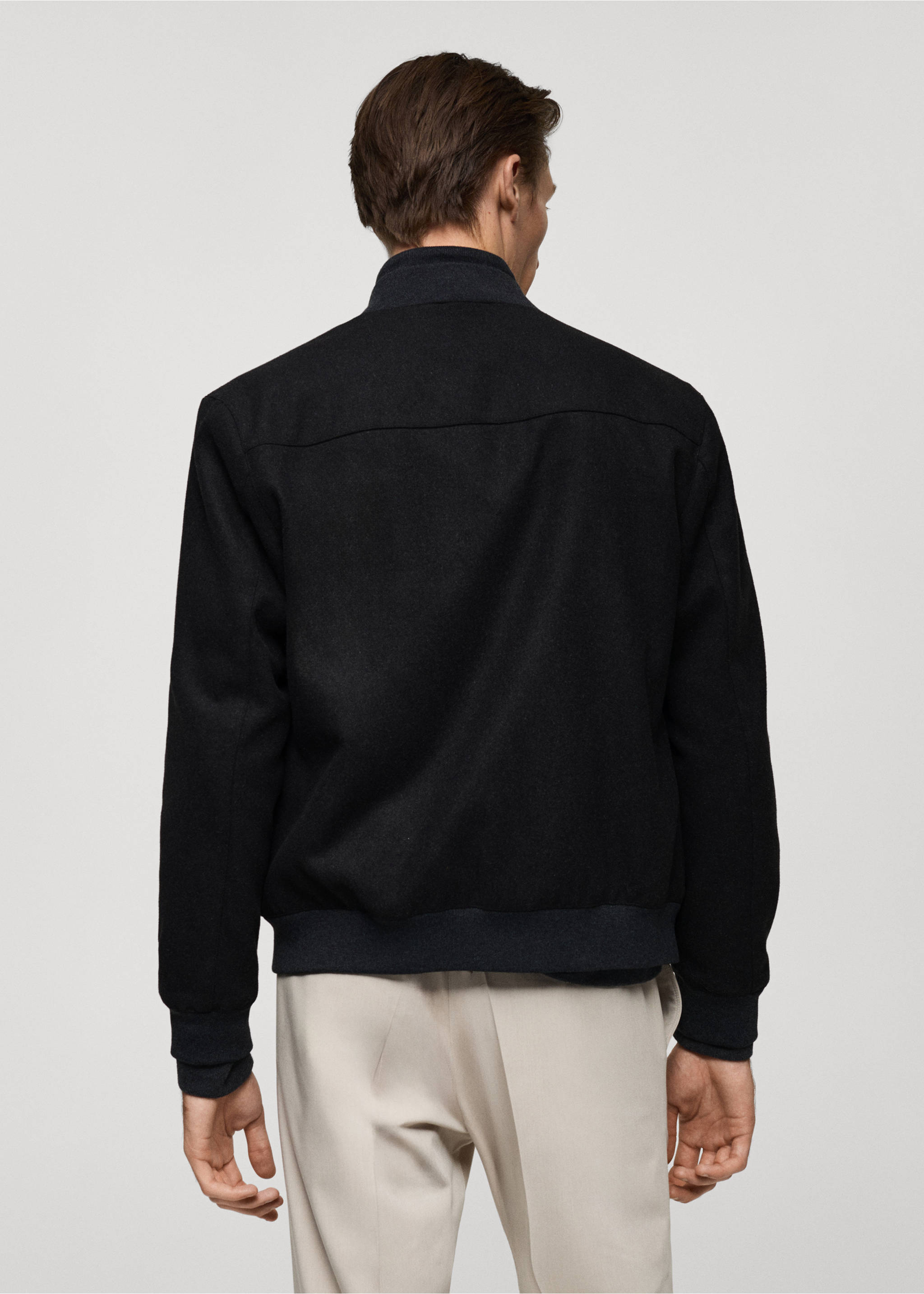 Recycled-wool bomber jacket - Reverse of the article, Charcoal. Ref: 77007924-00.