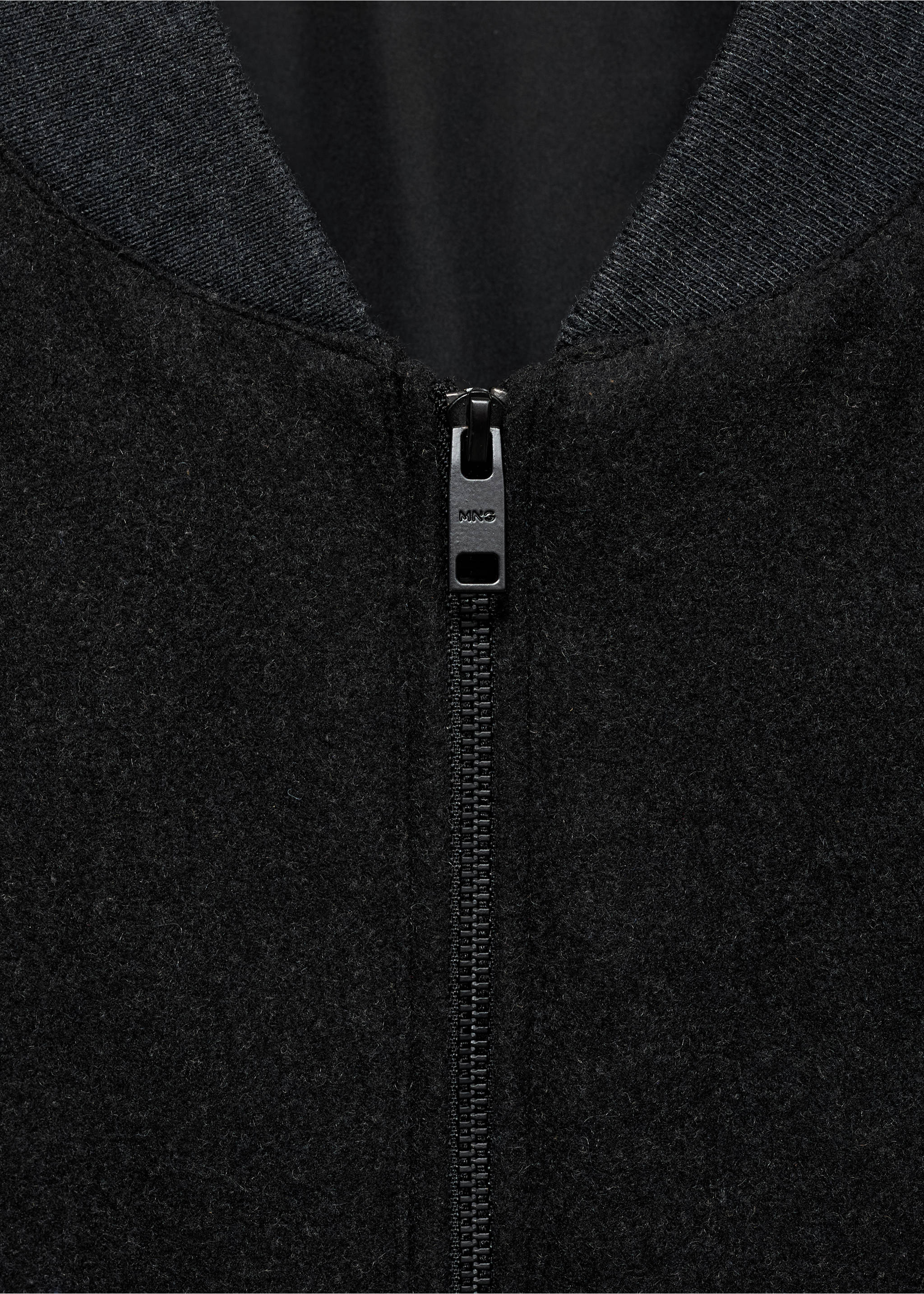 Recycled-wool bomber jacket - Details of the article 8, Charcoal. Ref: 77007924-00.
