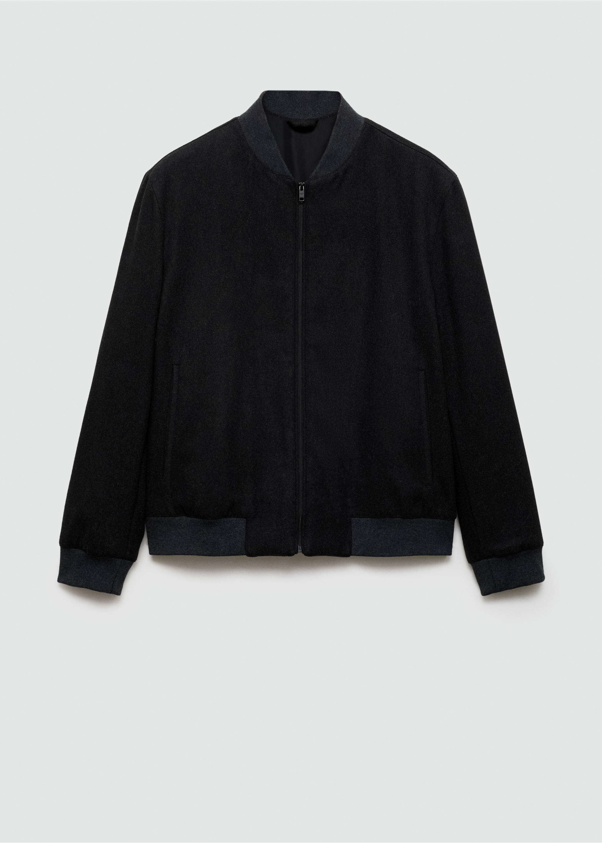 Recycled-wool bomber jacket - Article without model, Charcoal. Ref: 77007924-00.