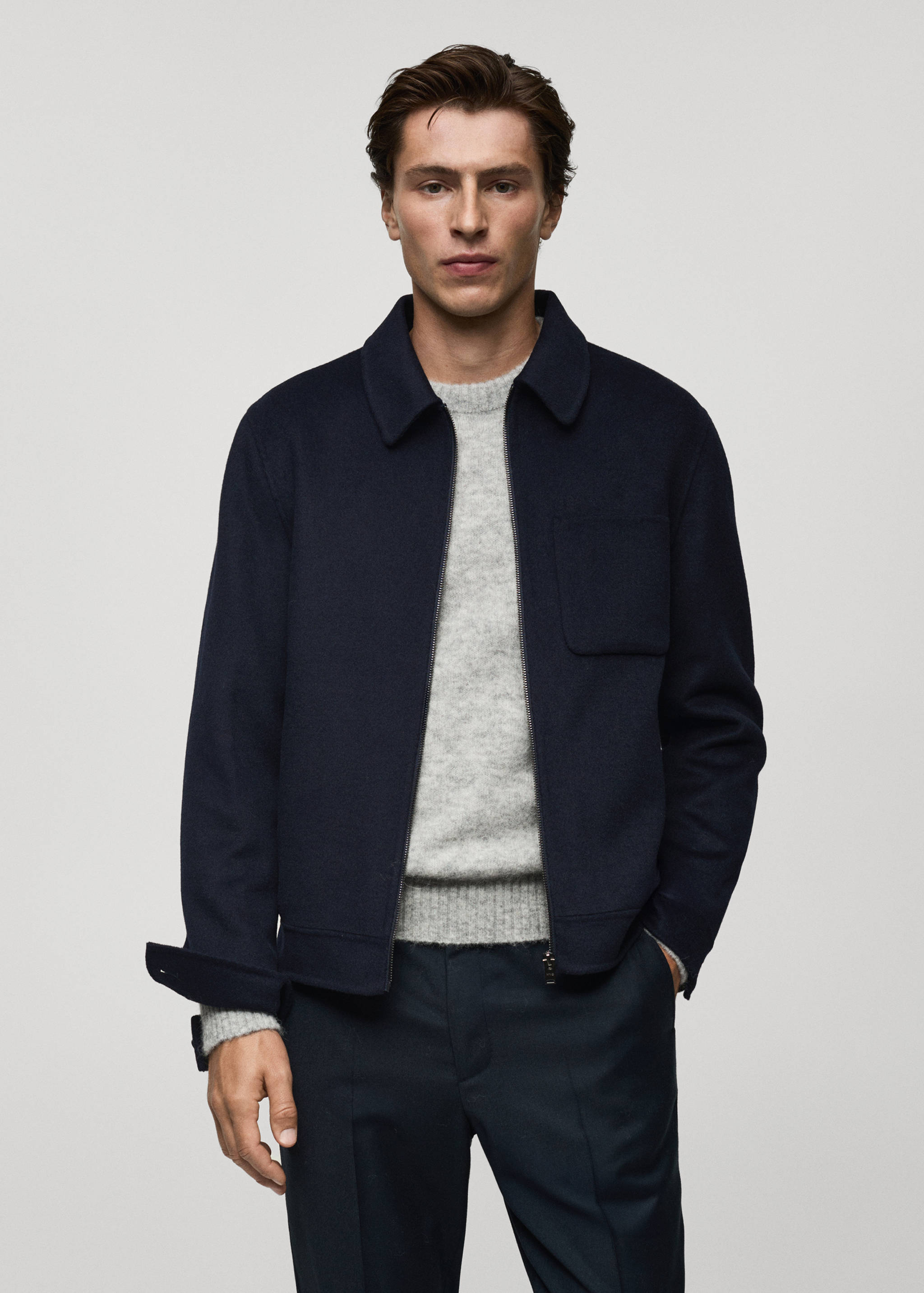 Handmade wool jacket with zip - Medium plane