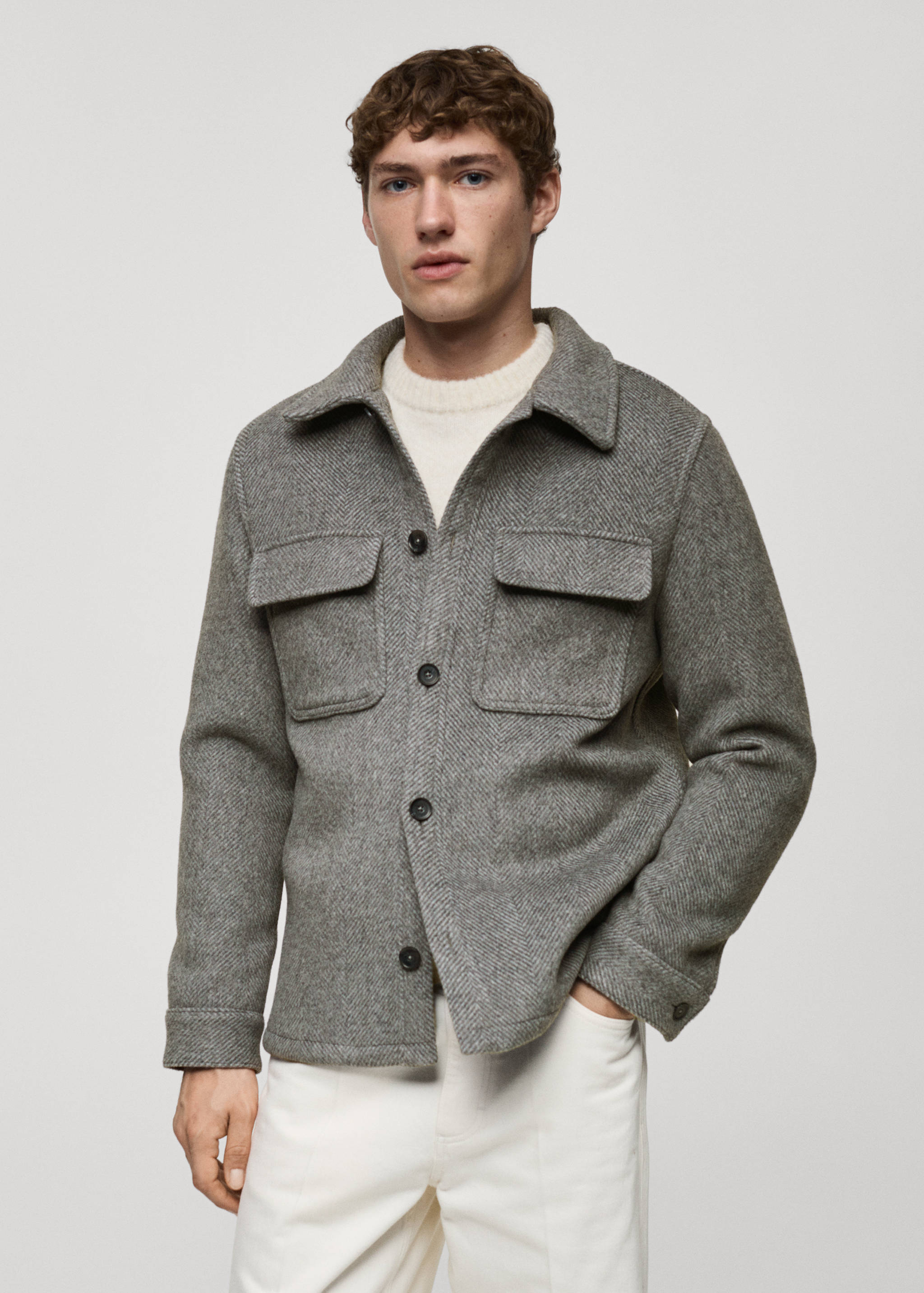 Recycled wool-blend overshirt - Medium plane