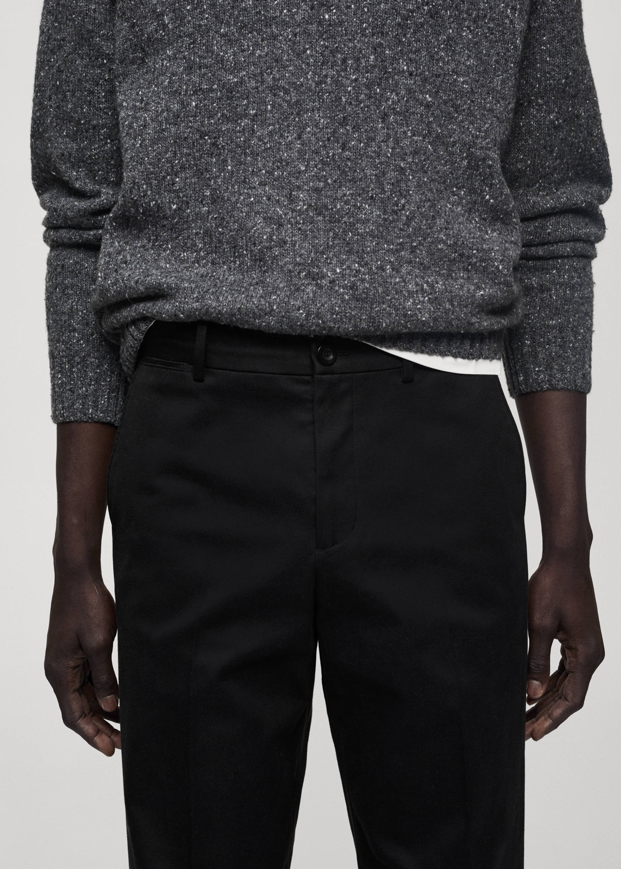 Cotton straight-fit  trousers with drawstring - Details of the article 1