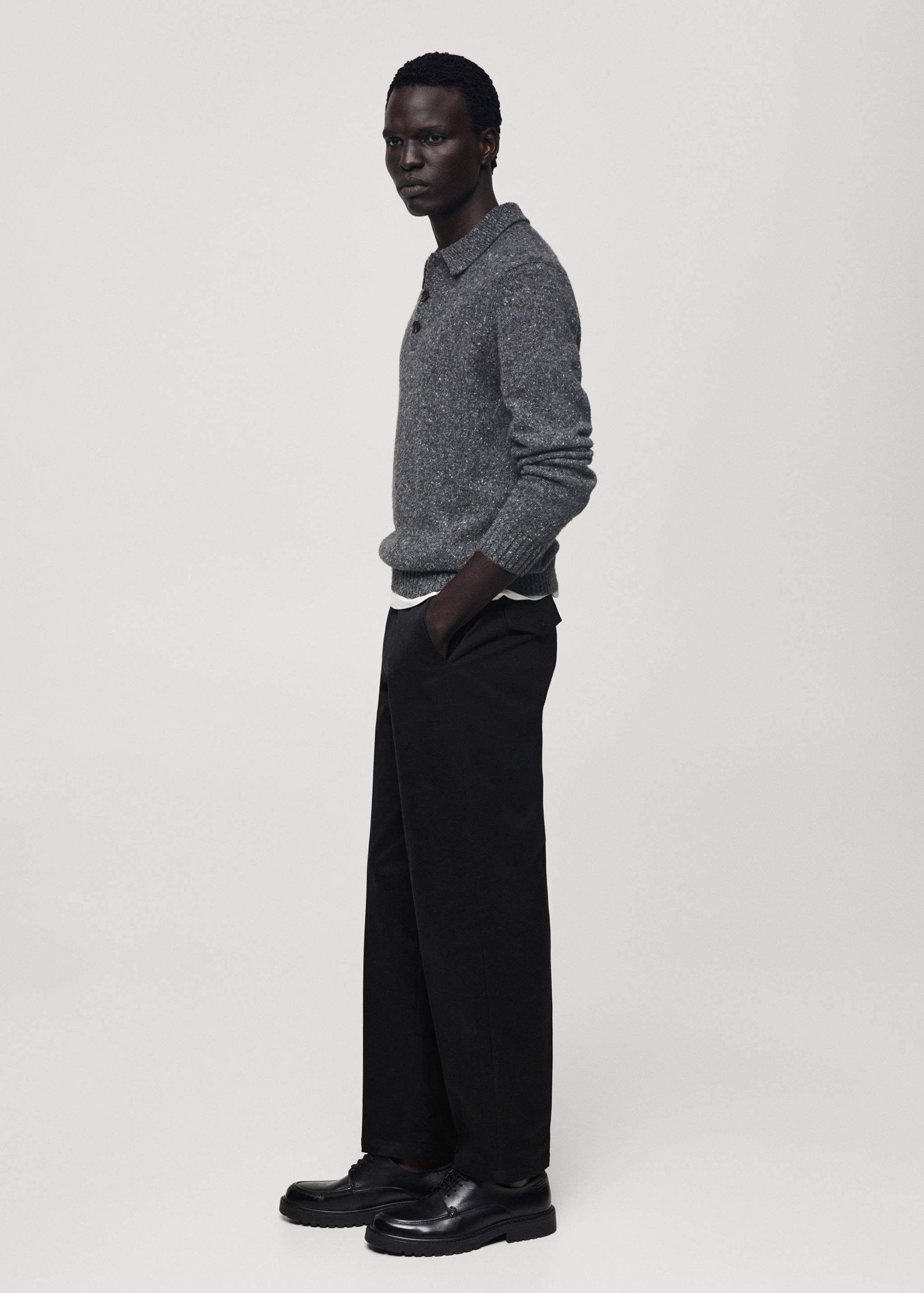 Cotton straight-fit  trousers with drawstring - Details of the article 2