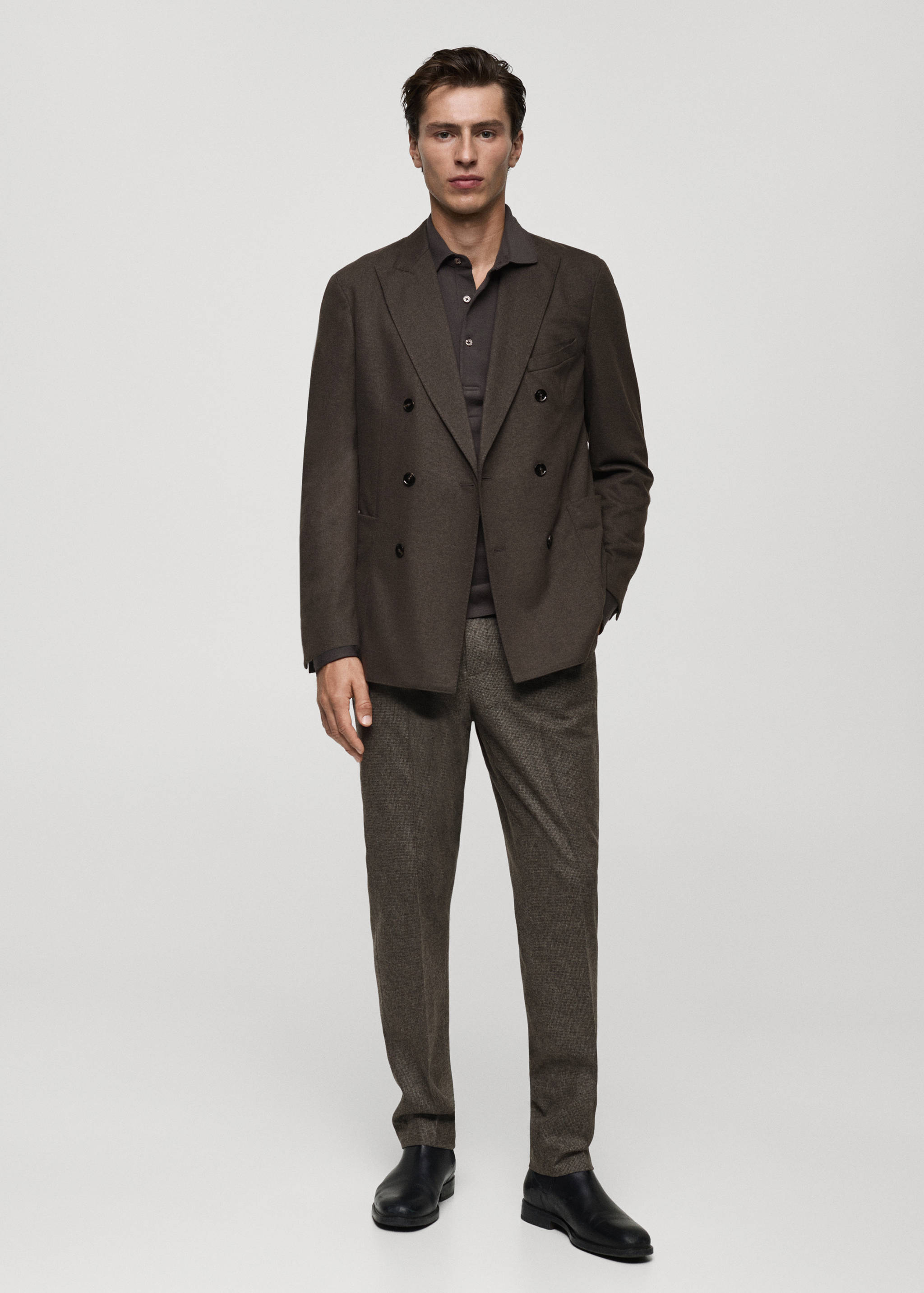 纯羊毛千鸟格裤 - null