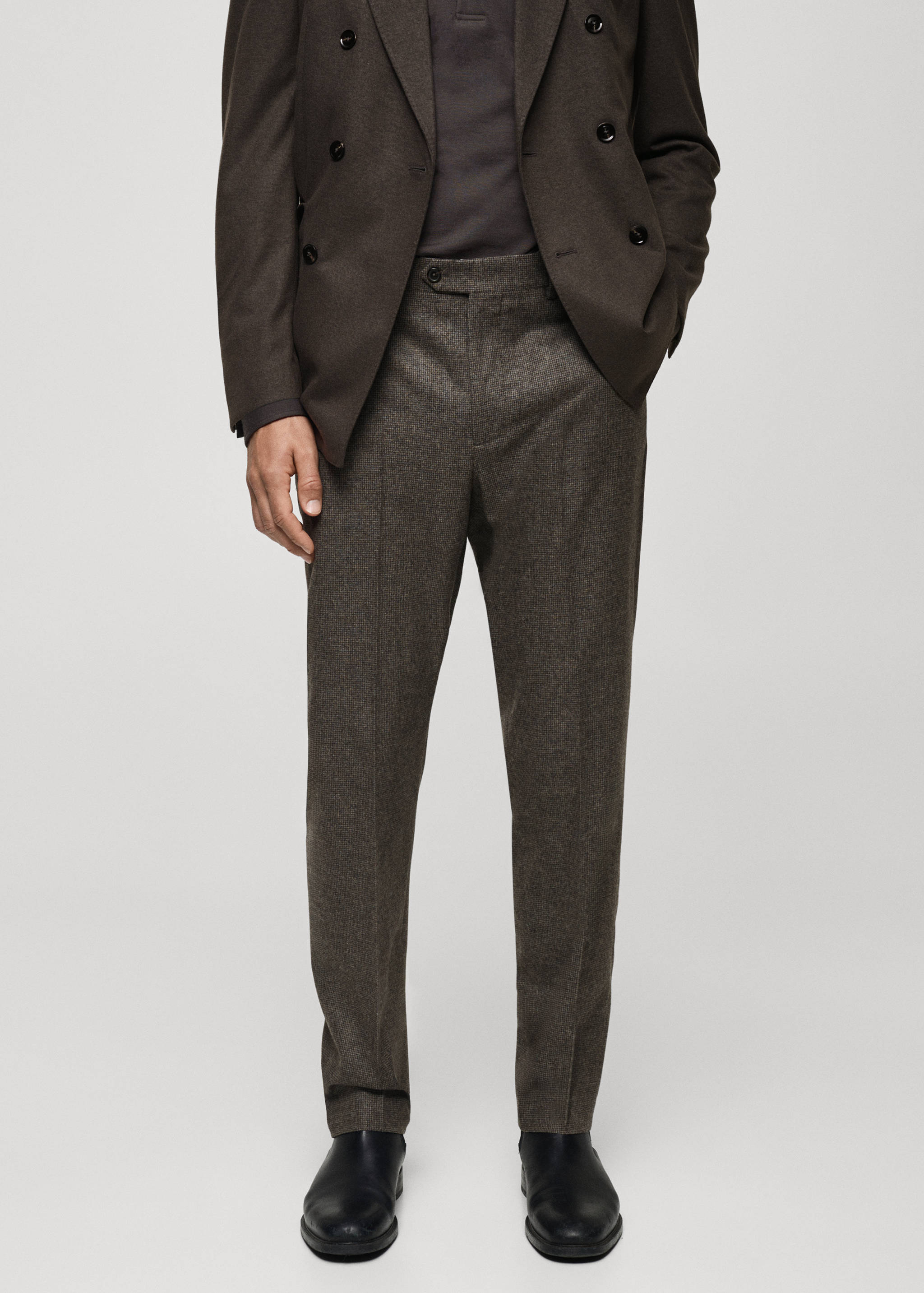 纯羊毛千鸟格裤 - null