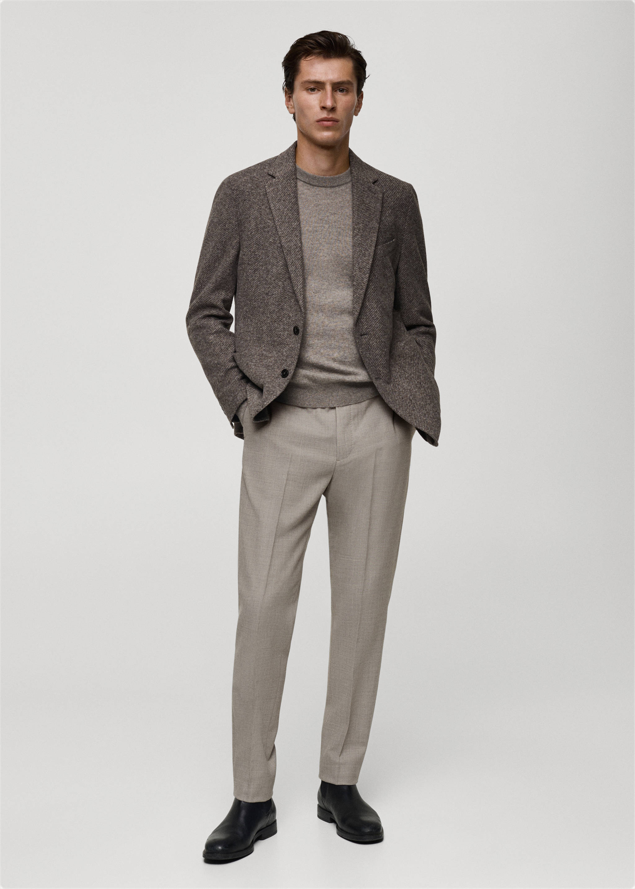 Pantalon 100 % laine vierge slim-fit - Plan général