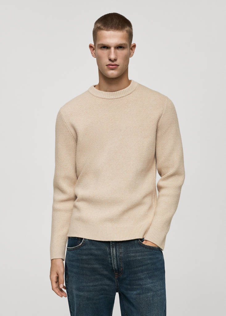 Regular-fit knitted sweater — Sand