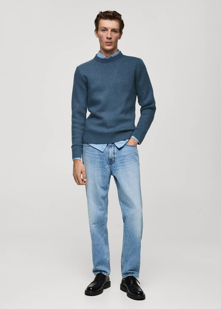 Regular-fit knitted sweater — China Blue