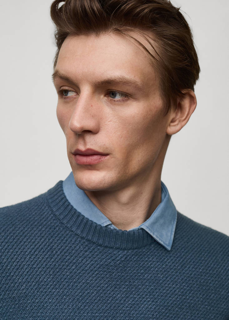 Regular-fit knitted sweater — China Blue