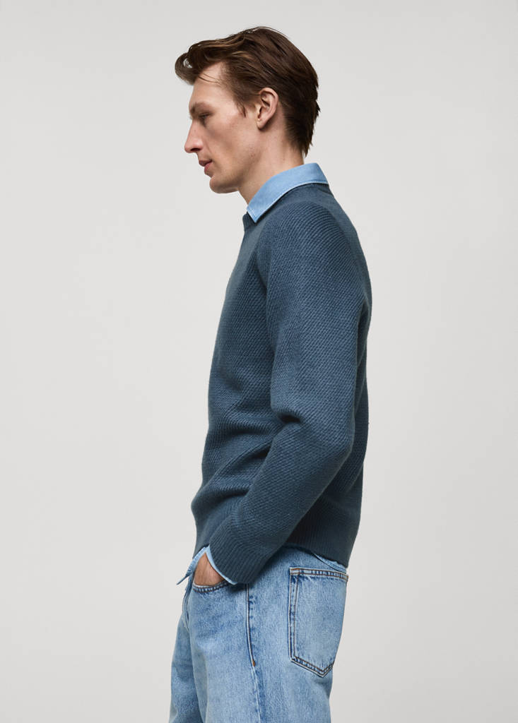 Regular-fit knitted sweater — China Blue