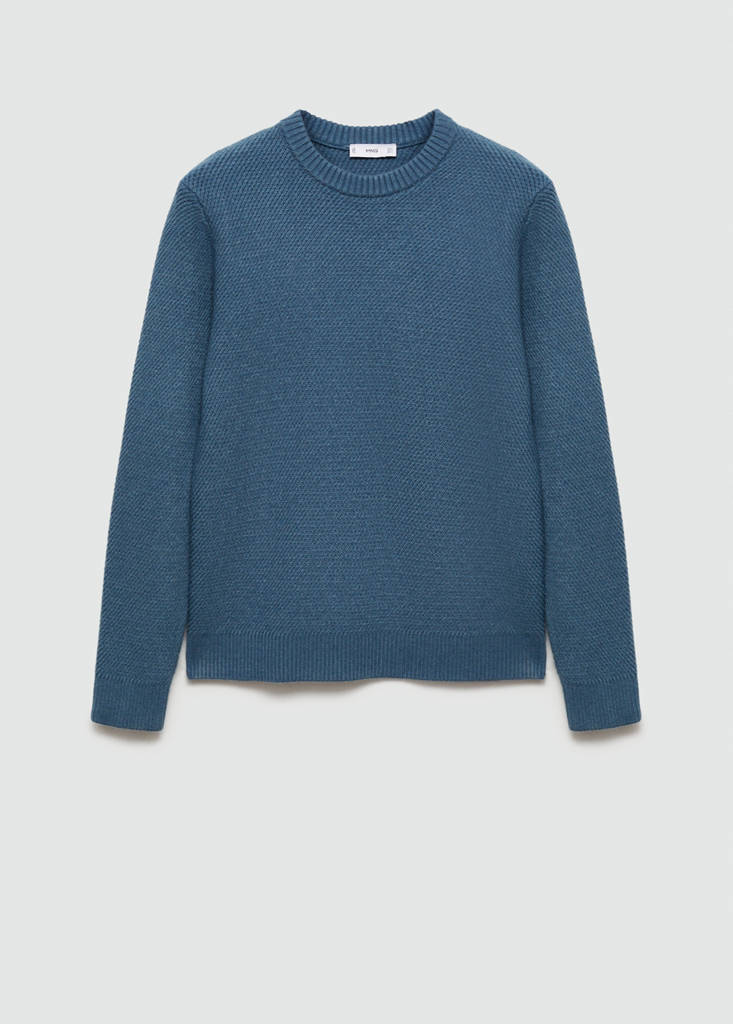 Regular-fit knitted sweater — China Blue