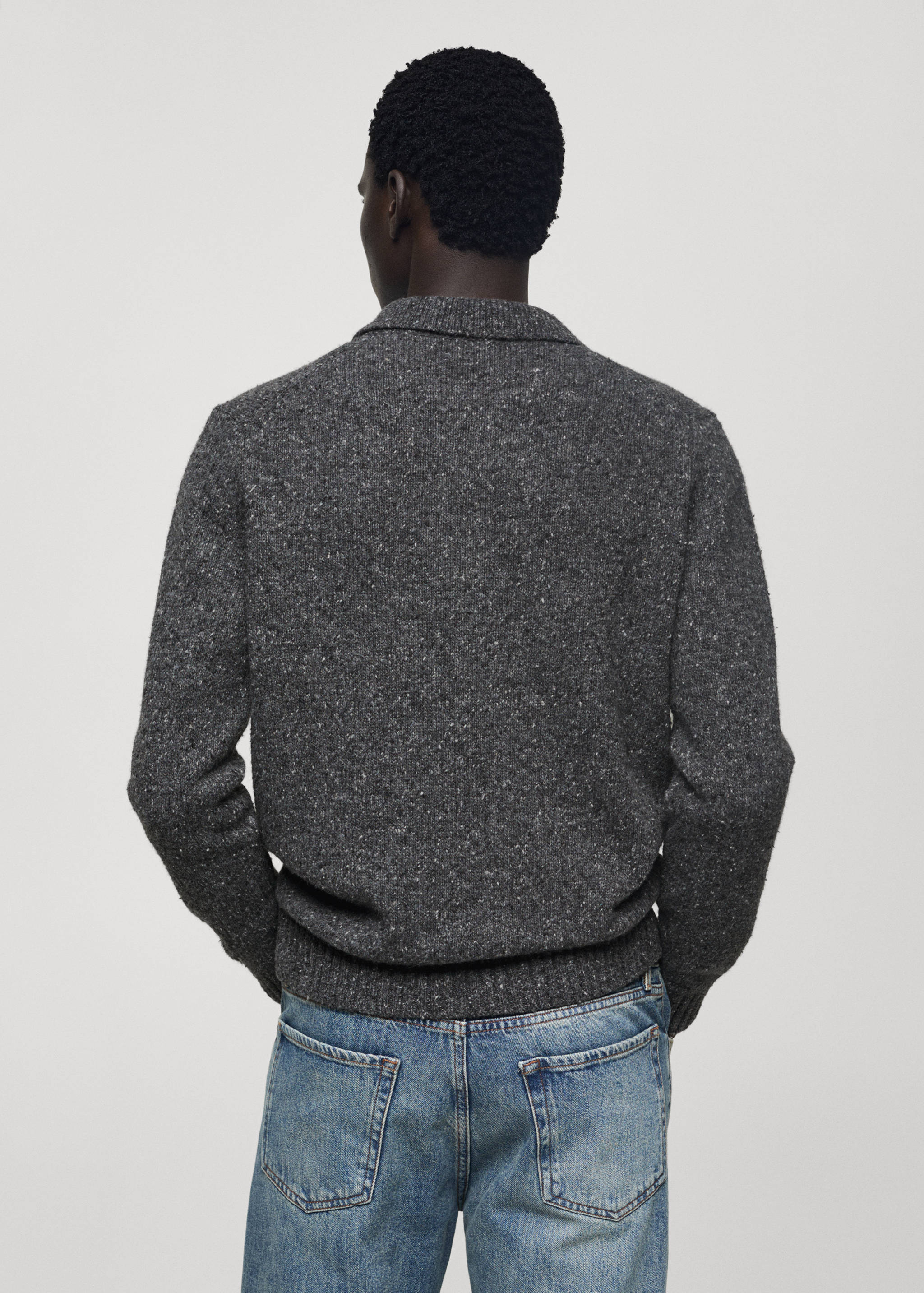 Marbled wool knitted polo shirt - Reverse of the article