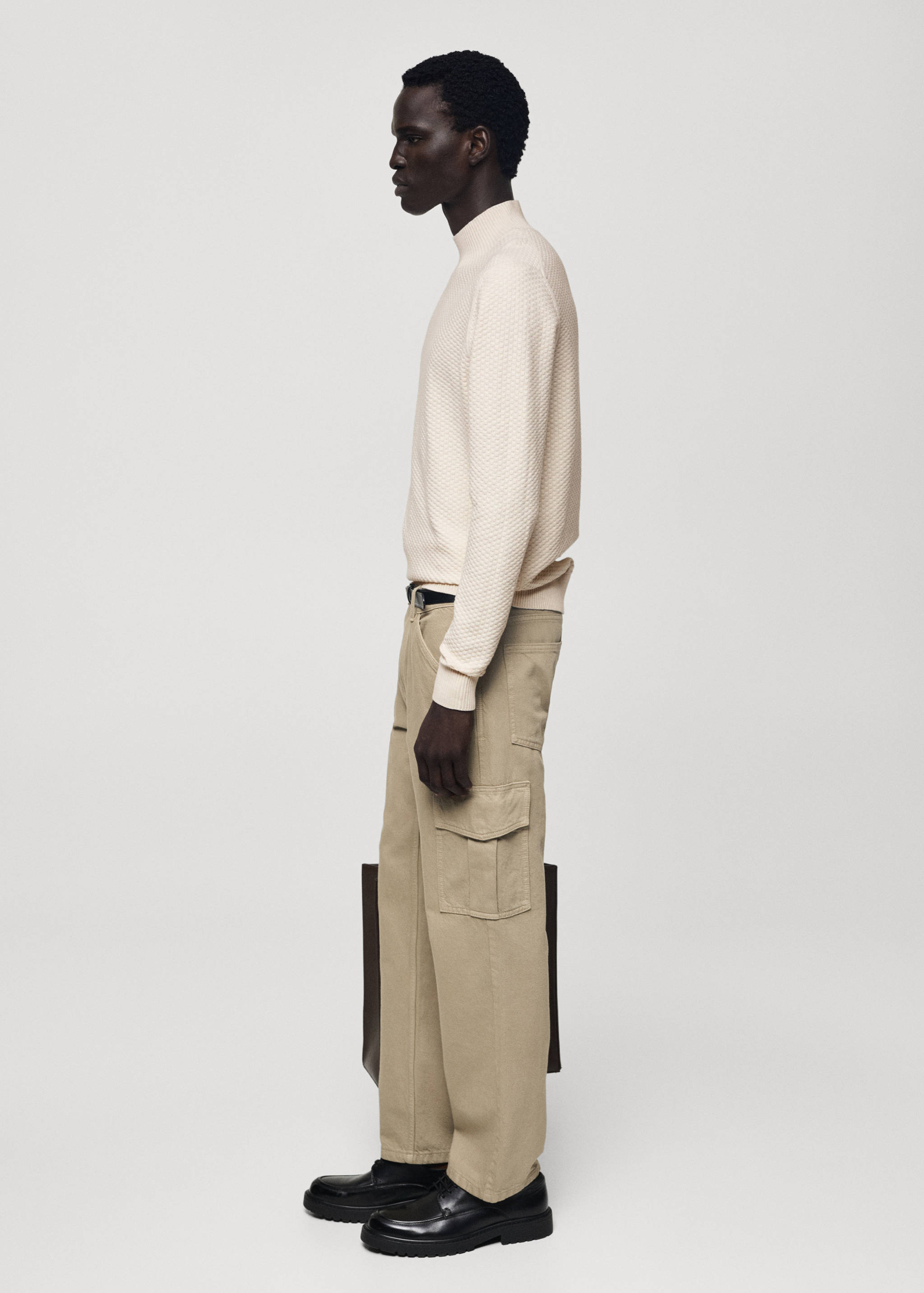 Genser i bomull med struktur og perkinshals - Artikkeldetalj 2