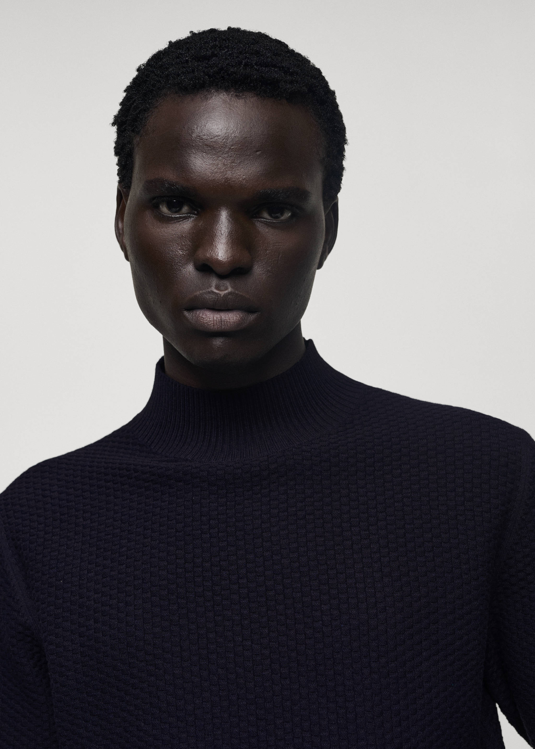 Genser i bomull med struktur og perkinshals - Artikkeldetalj 1