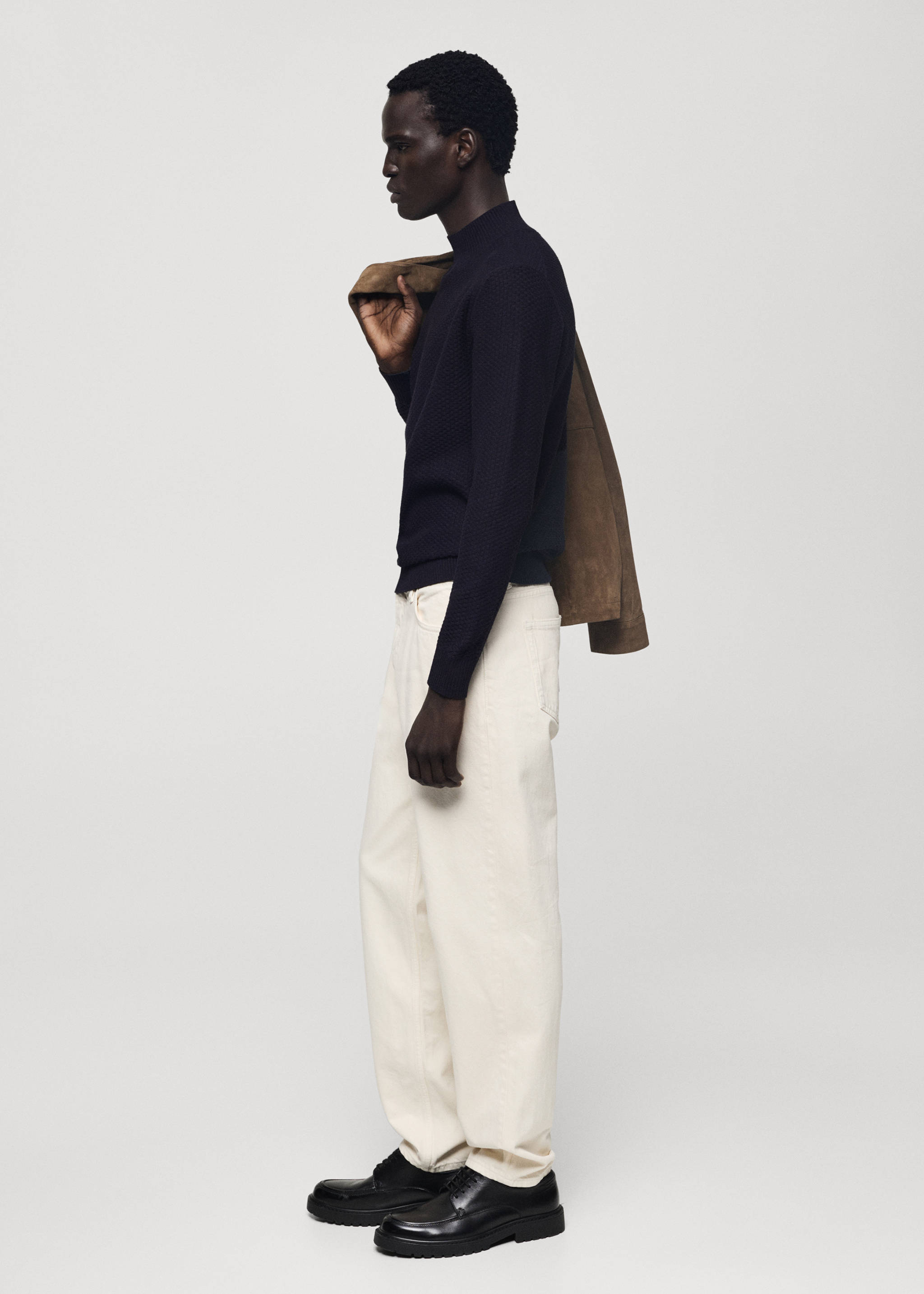 Genser i bomull med struktur og perkinshals - Artikkeldetalj 2