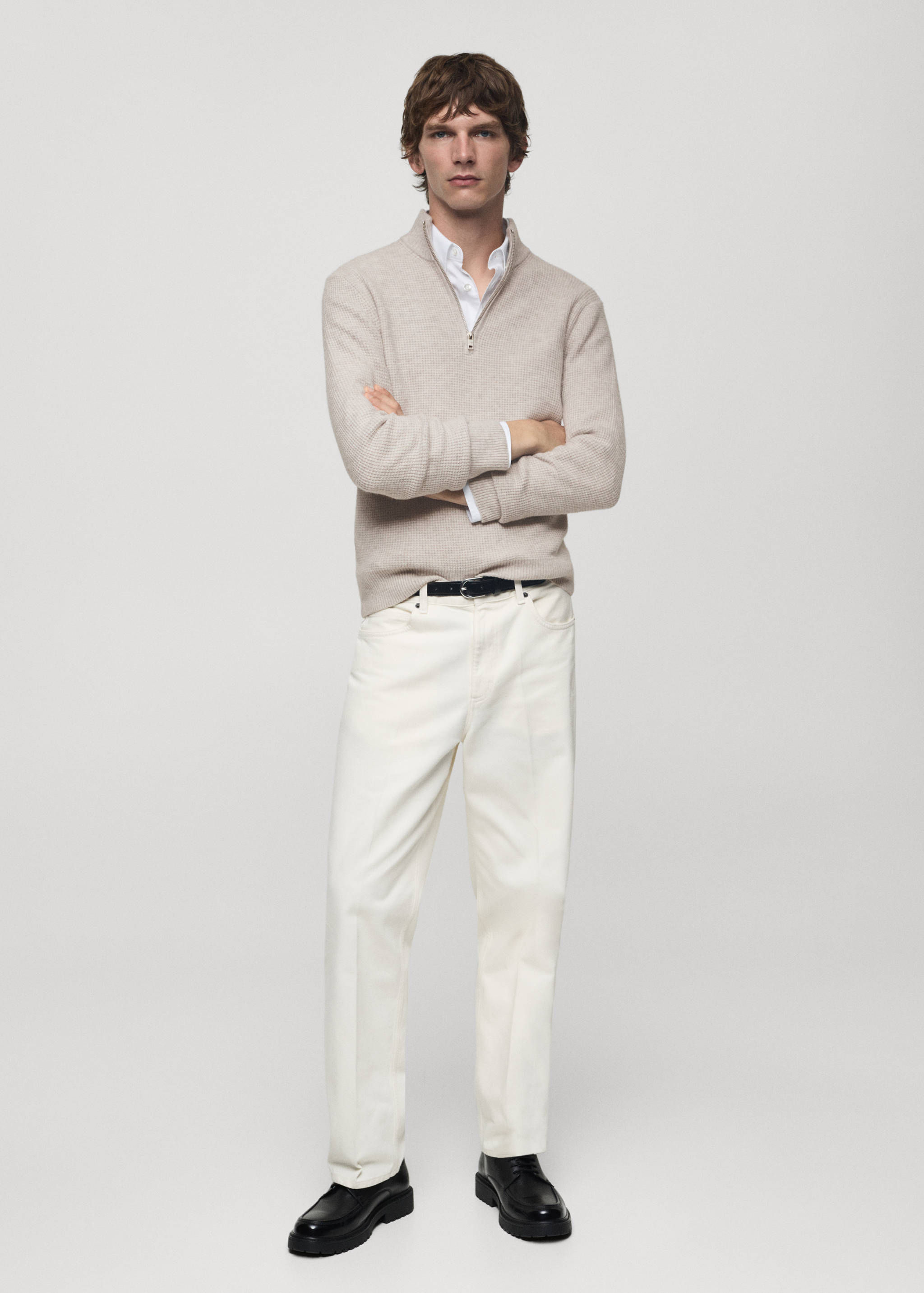 Knitted sweater with perkins neck - General plane