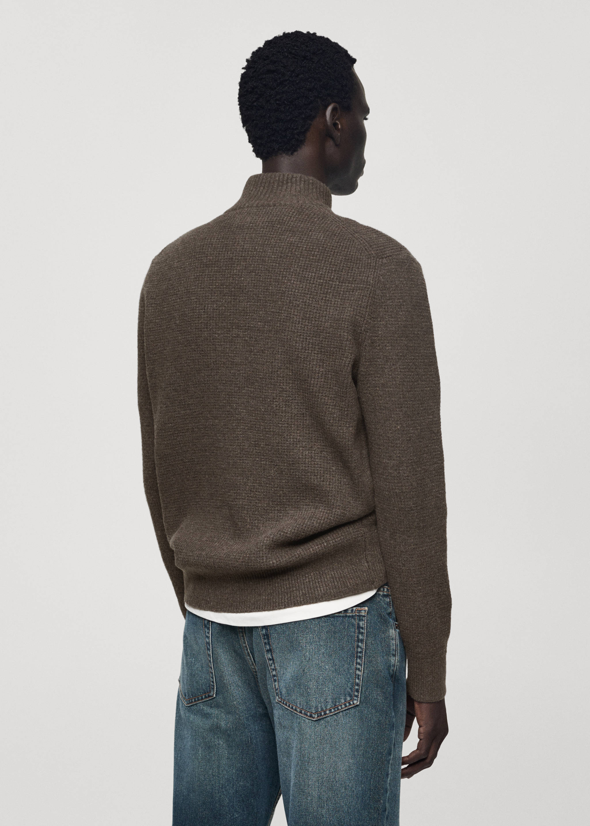 Knitted sweater with perkins neck - Reverse of the article