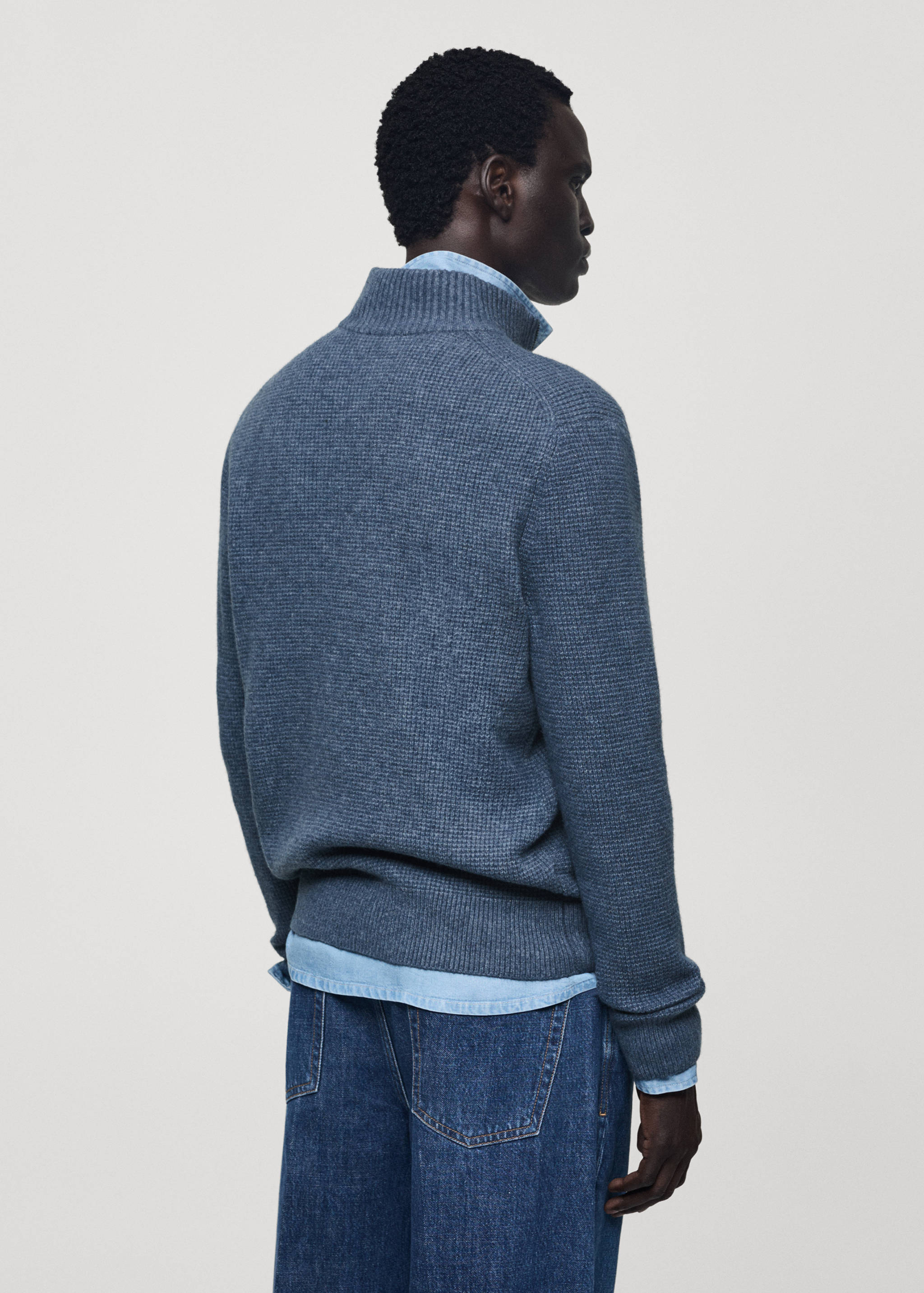 Knitted sweater with perkins neck - Reverse of the article