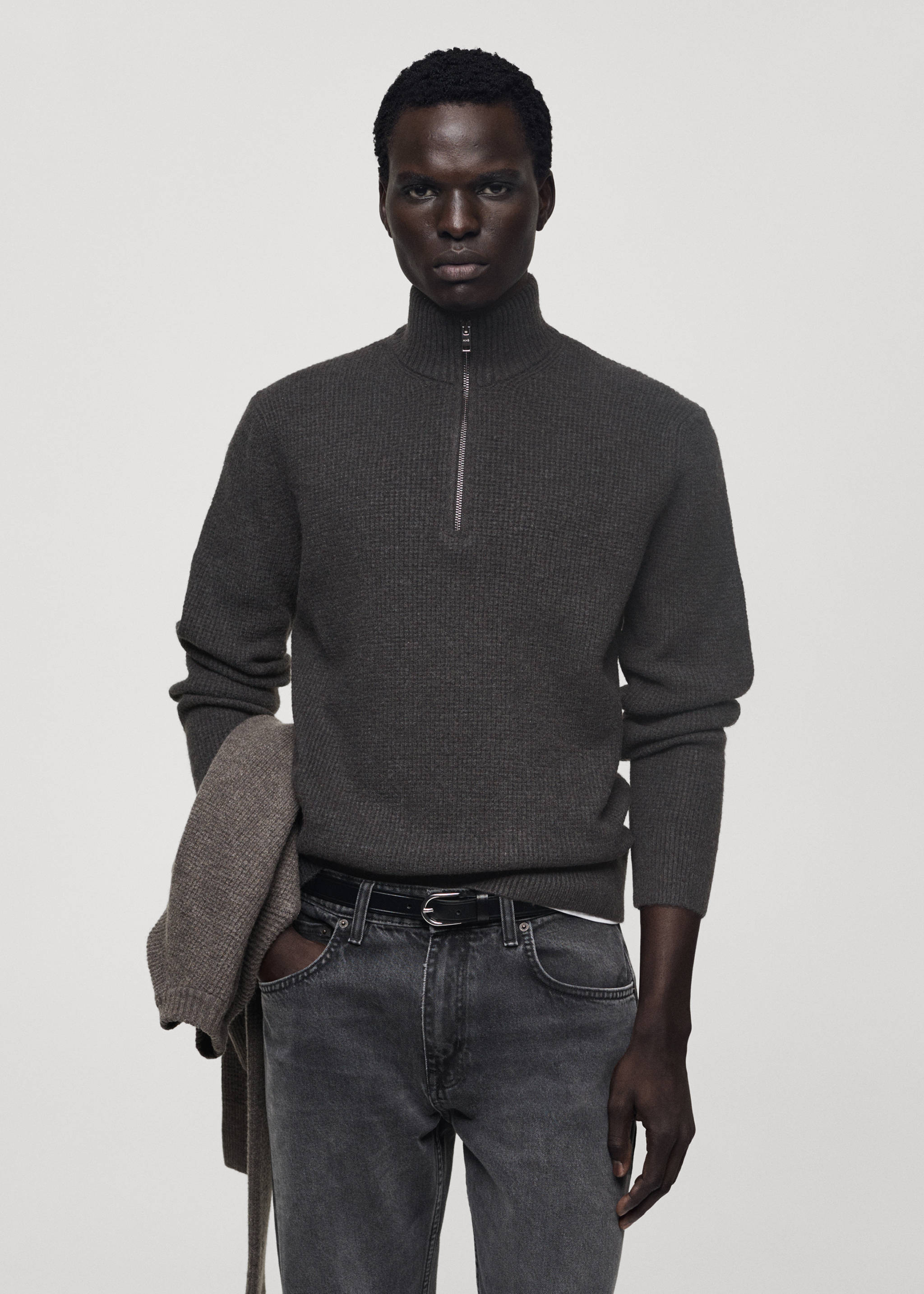 Knitted sweater with perkins neck - Medium plane