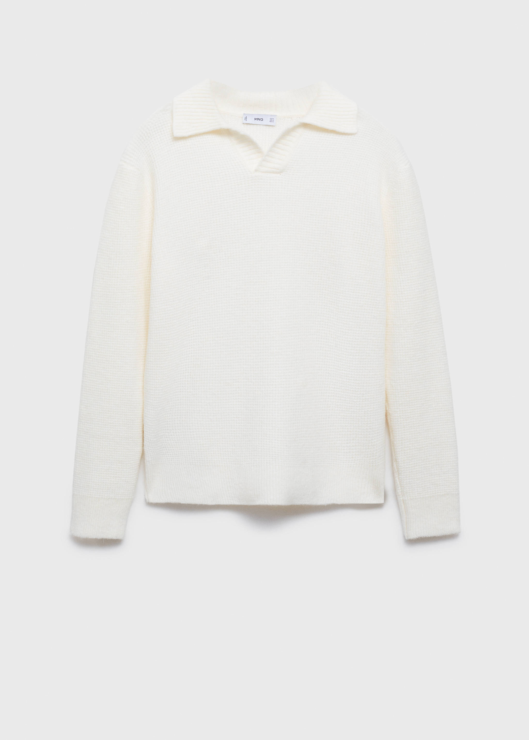 Knitted structured check polo sweater - Article without model