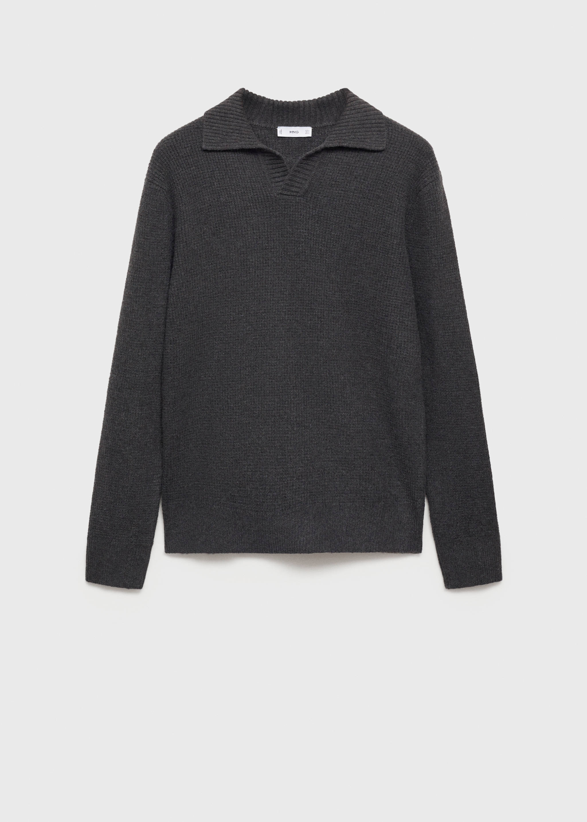 Knitted structured check polo sweater - Article without model