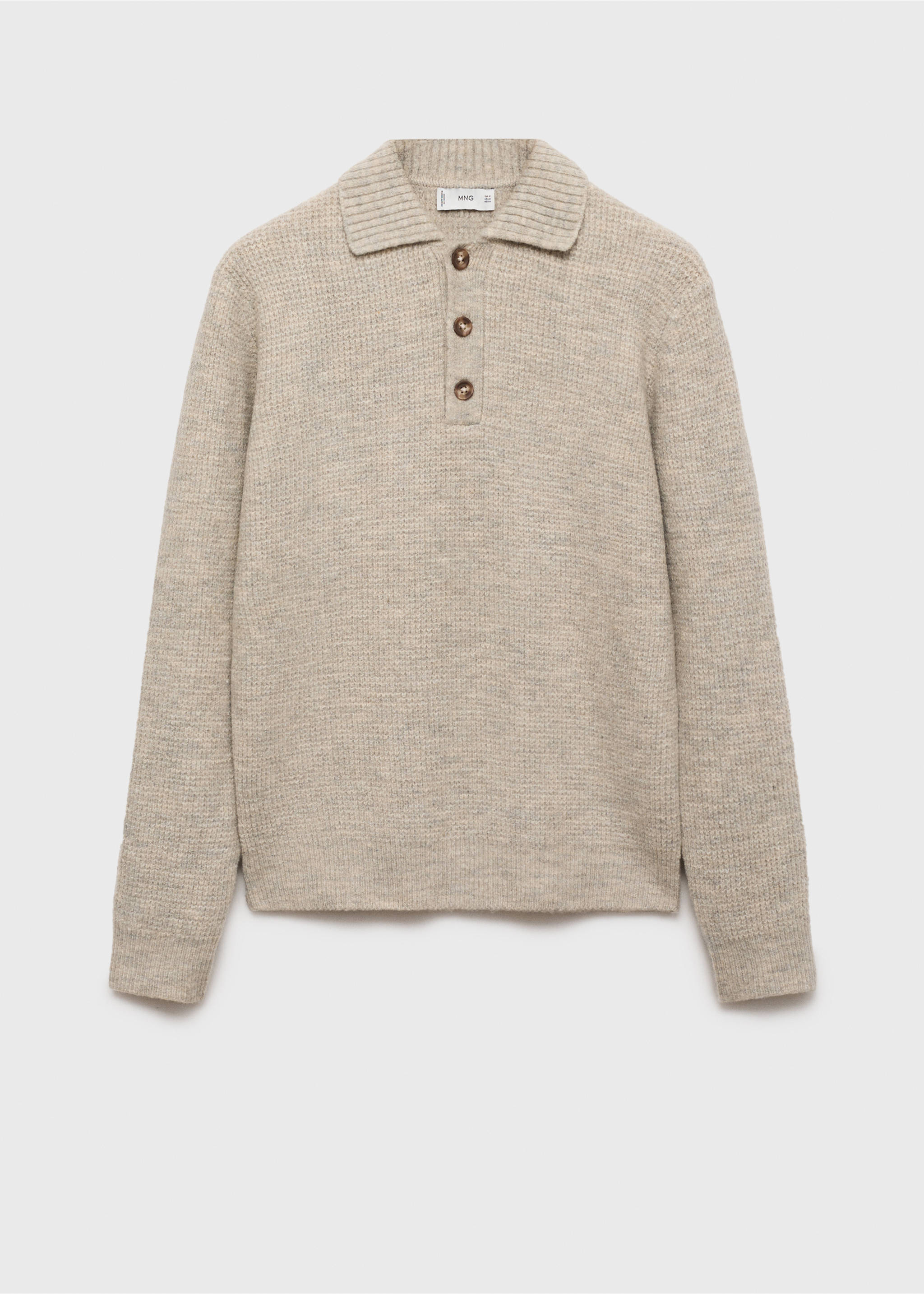Regular-fit knitted polo sweater - Article without model, Sand. Ref: 77007954-00.