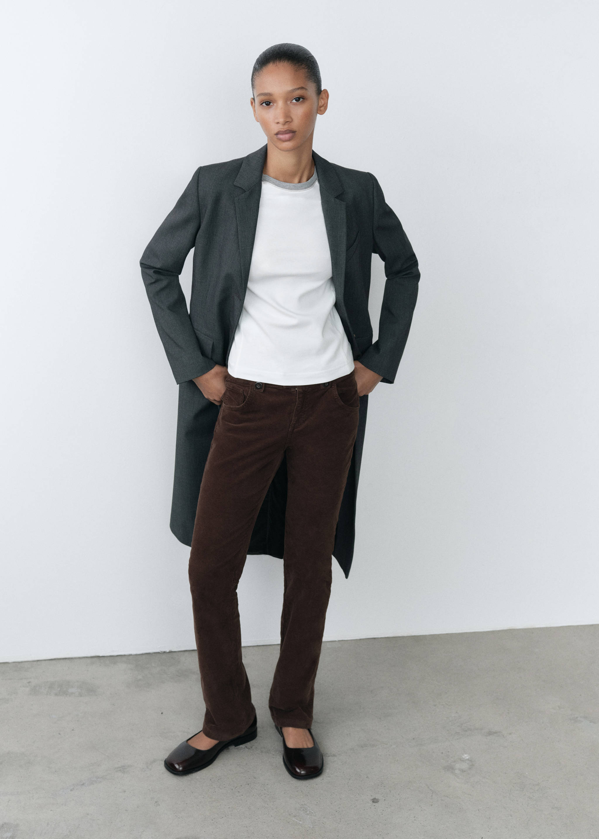 对比色长袖T恤 - null